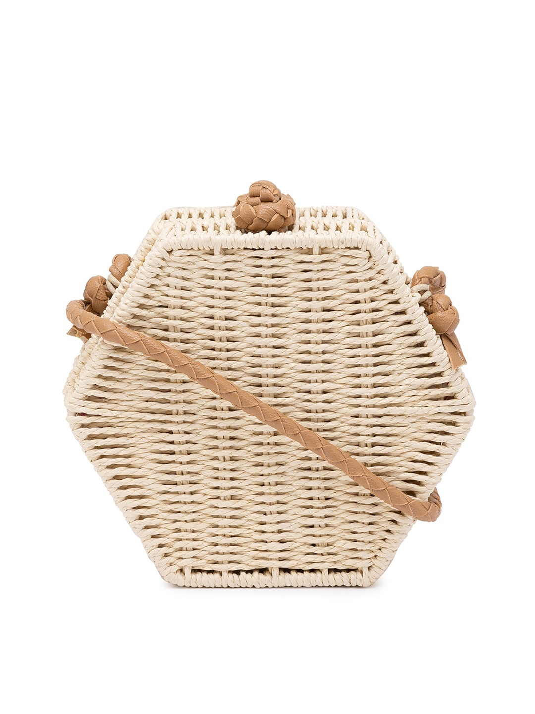 

Sole To Soul Women Beige Structured Sling Bag