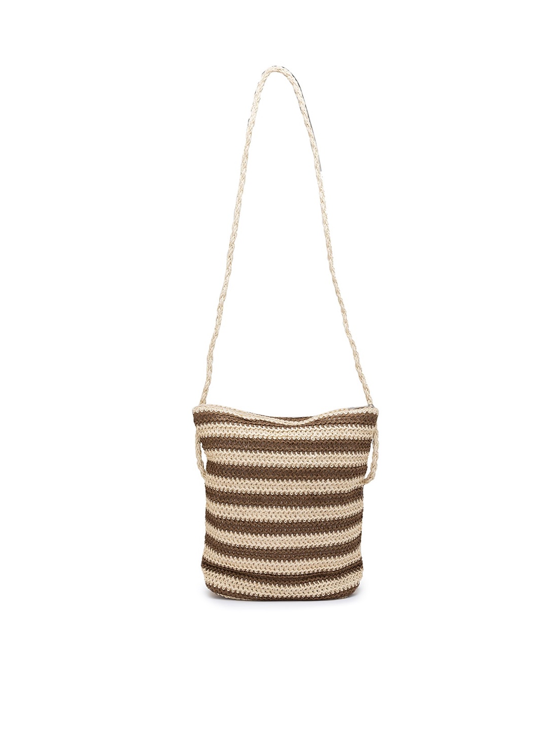 

Sole To Soul Women Brown Textured Structured Sling Bag