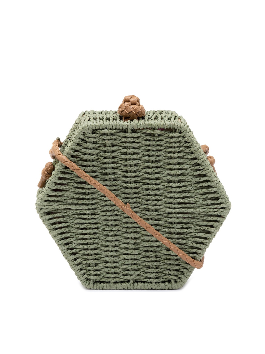 

Sole To Soul Women Green Structured Sling Bag