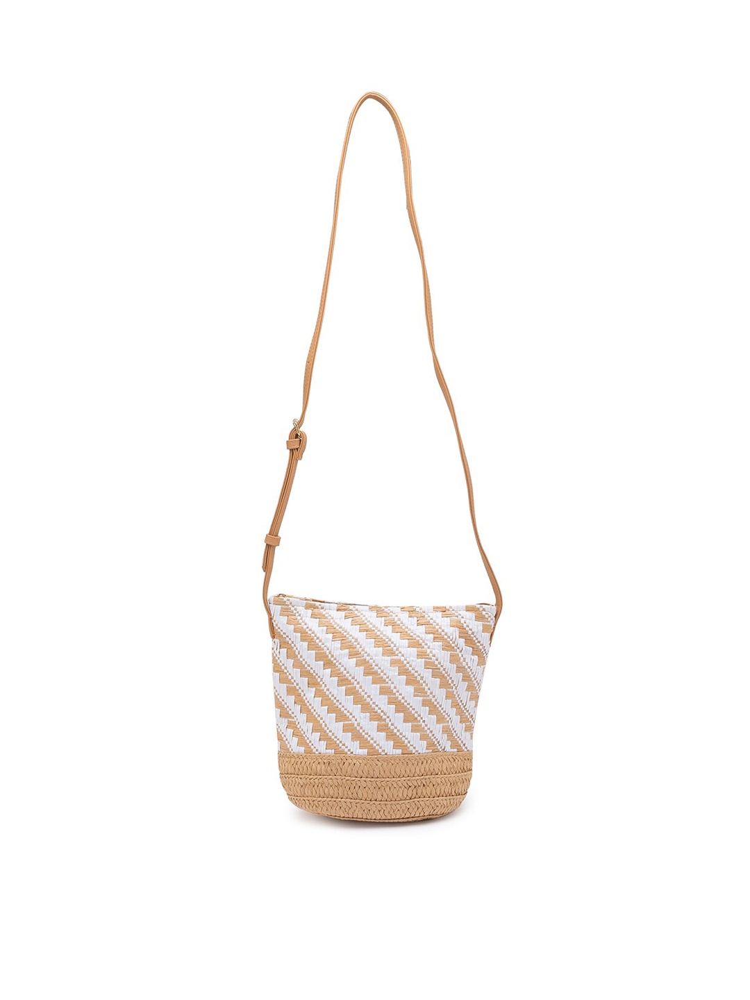 

Sole To Soul Women Camel Brown Structured Sling Bag