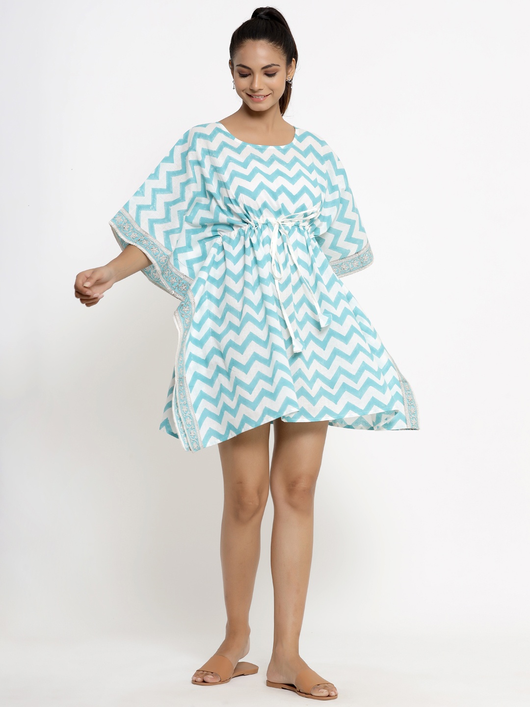 

kipek Women White Printed Cotton Nightdress