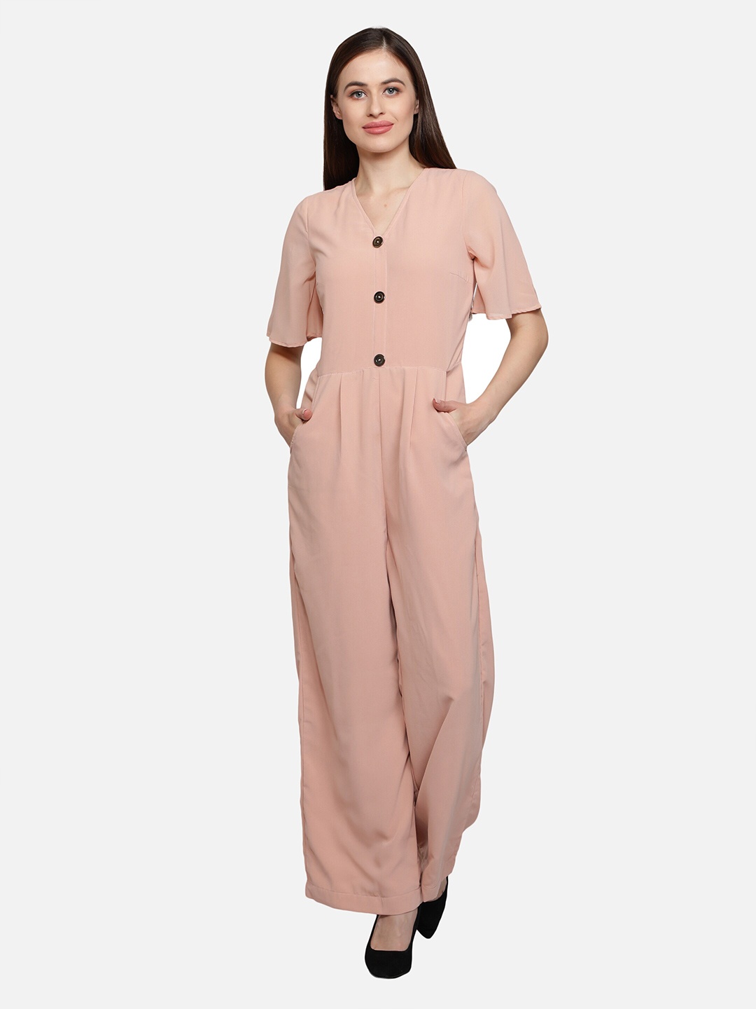 

Sipsew Pink Solid Basic Jumpsuit