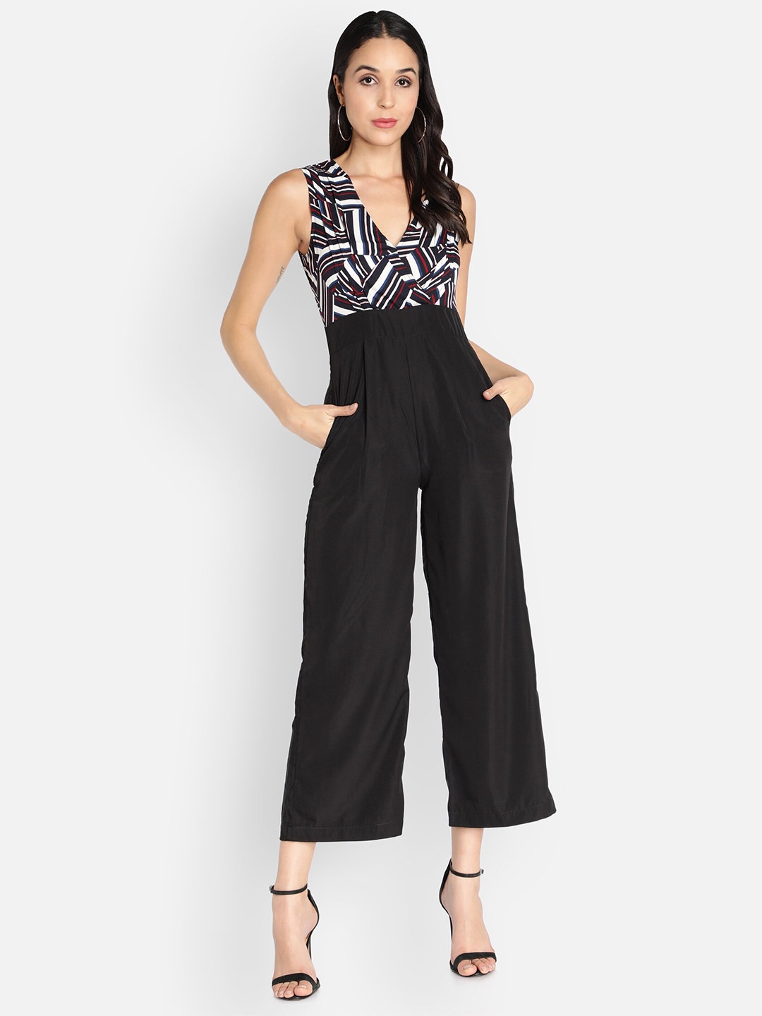 

Sipsew Black & Red Printed Basic Jumpsuit