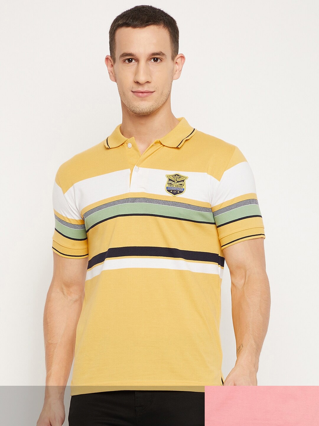

FirstKrush Men 2 Striped Polo Collar Applique T-shirt, Na