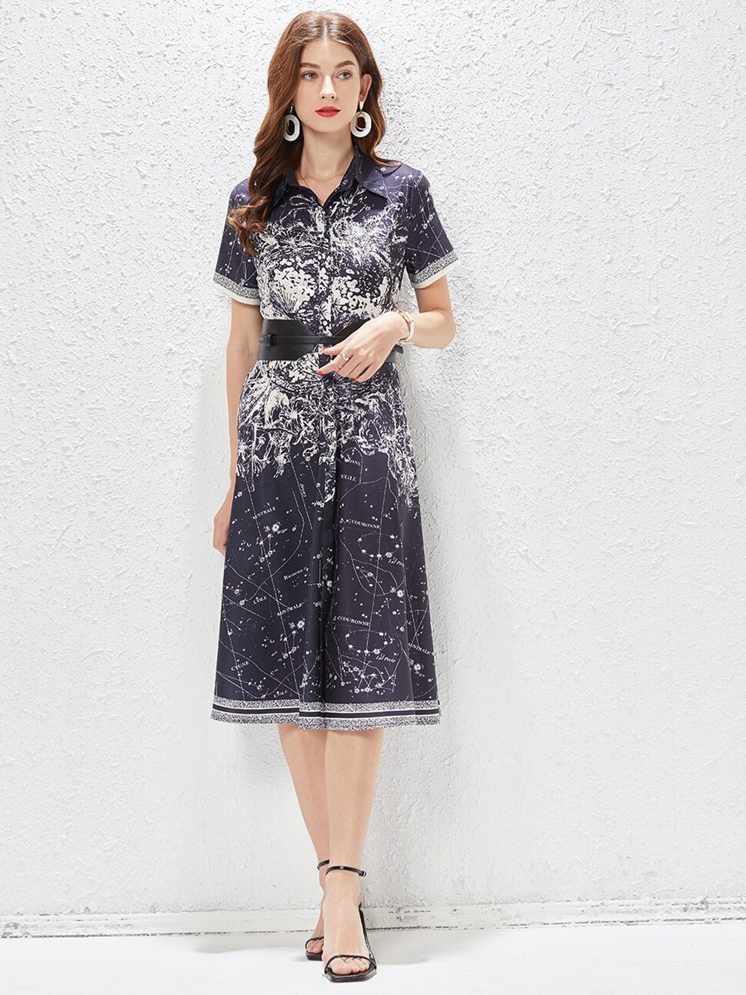 

JC Collection Black Floral Shirt Midi Dress