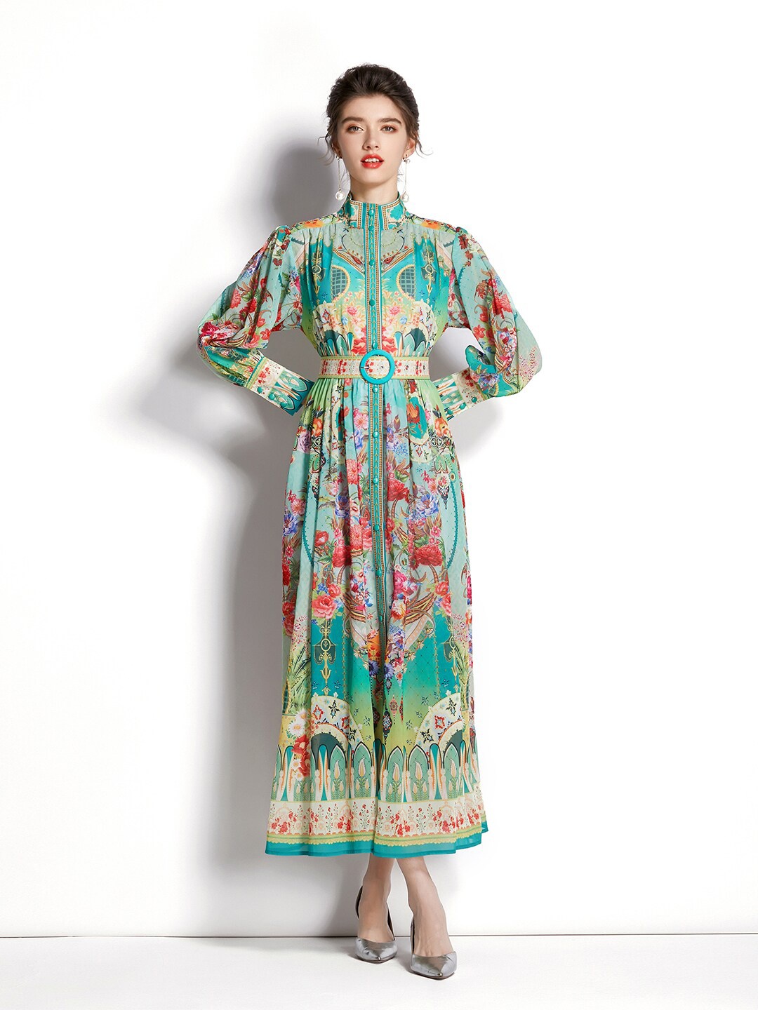 

JC Collection Green Floral Maxi Dress