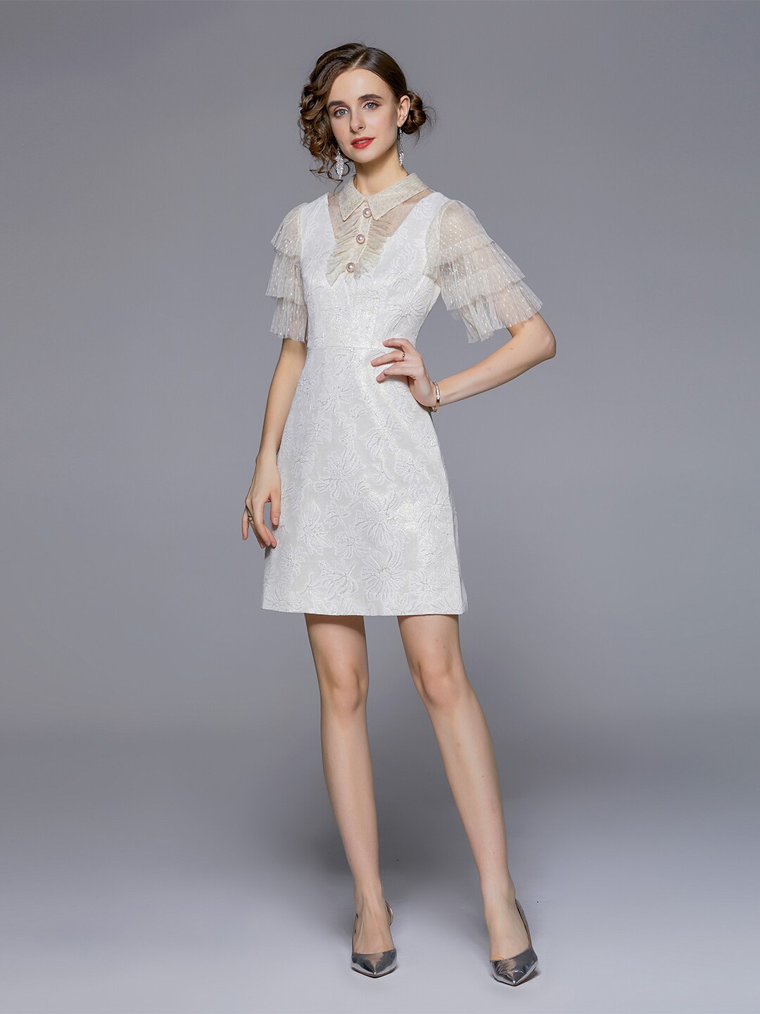 

JC Collection White A-Line Mini Dress