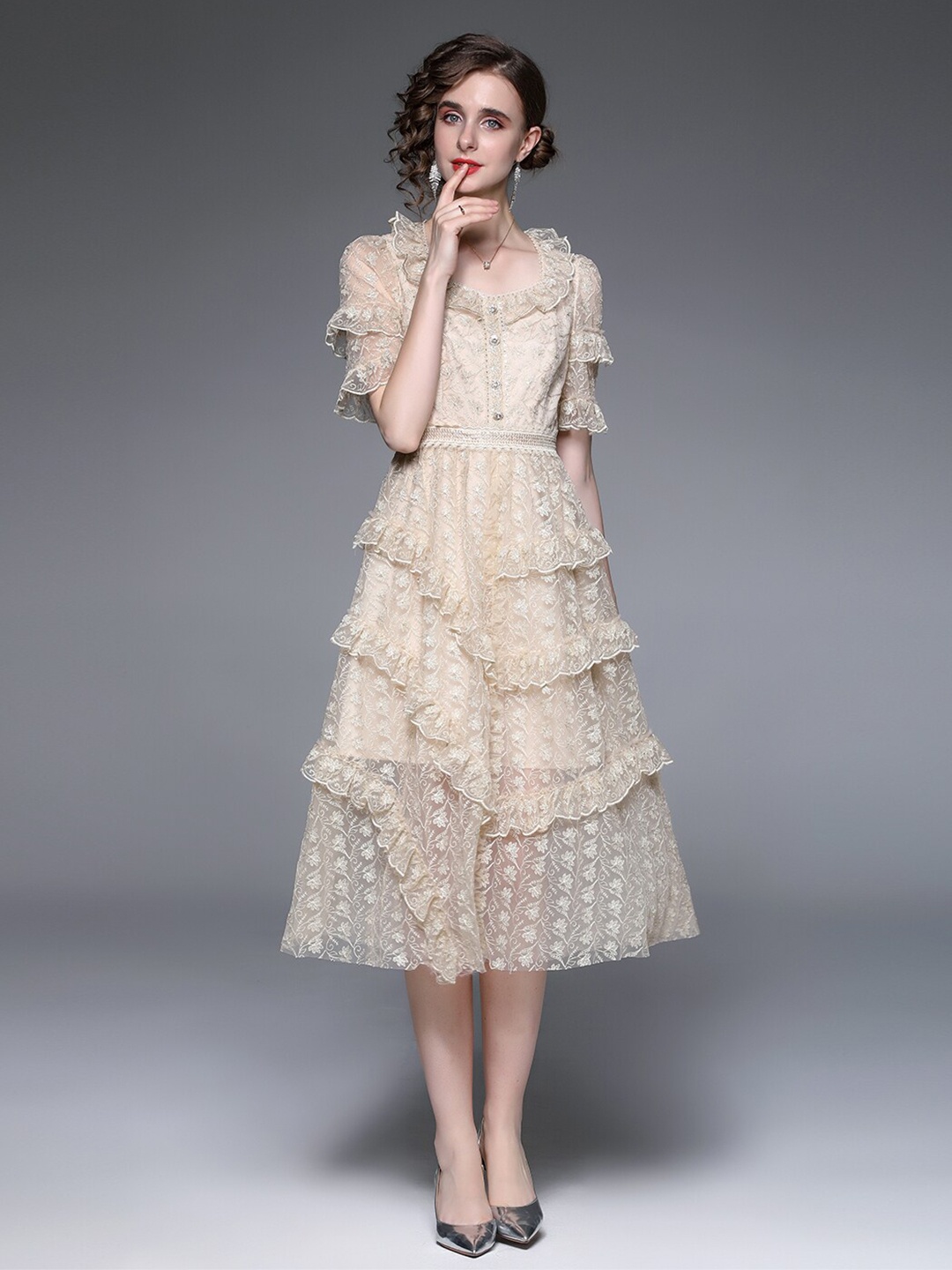 

JC Collection Beige Midi Dress