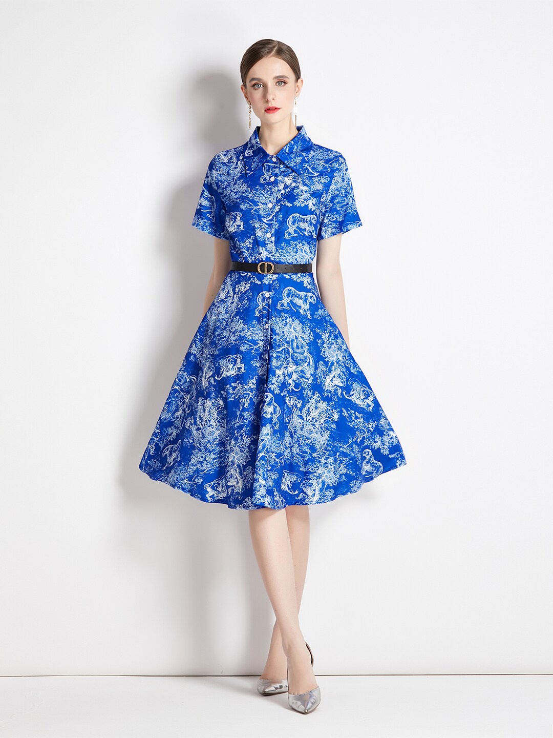 

JC Collection Blue Floral Dress