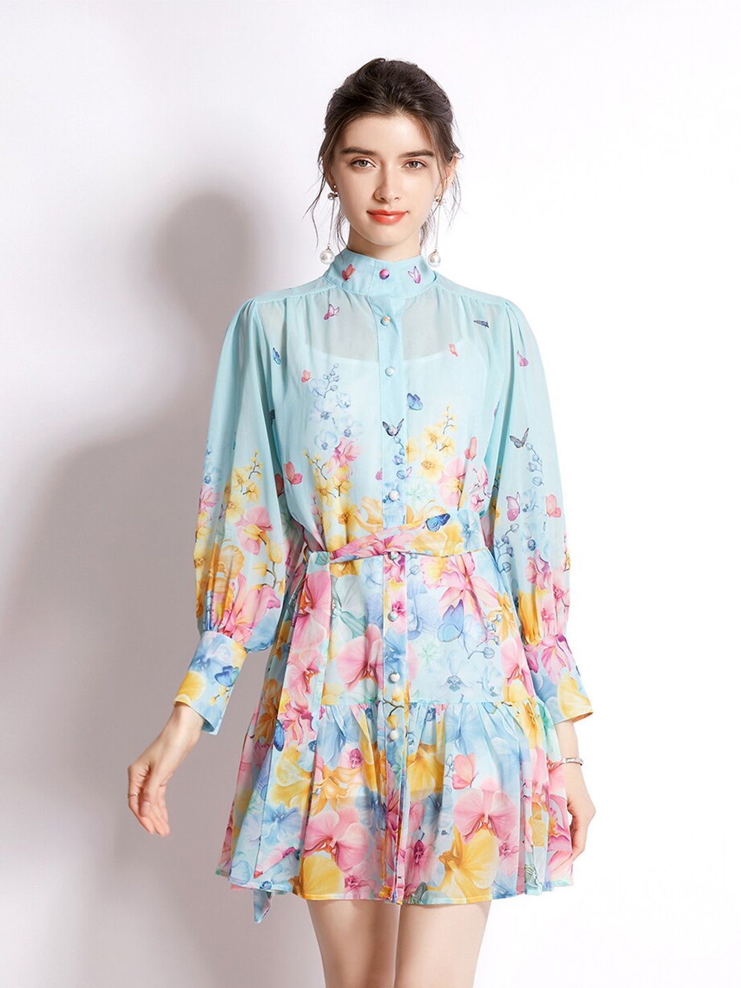 

JC Collection Blue Floral Dress