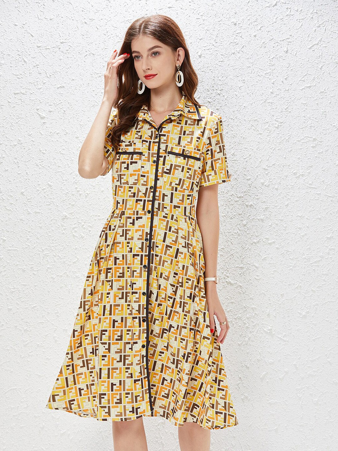 

JC Collection Yellow Floral Dress