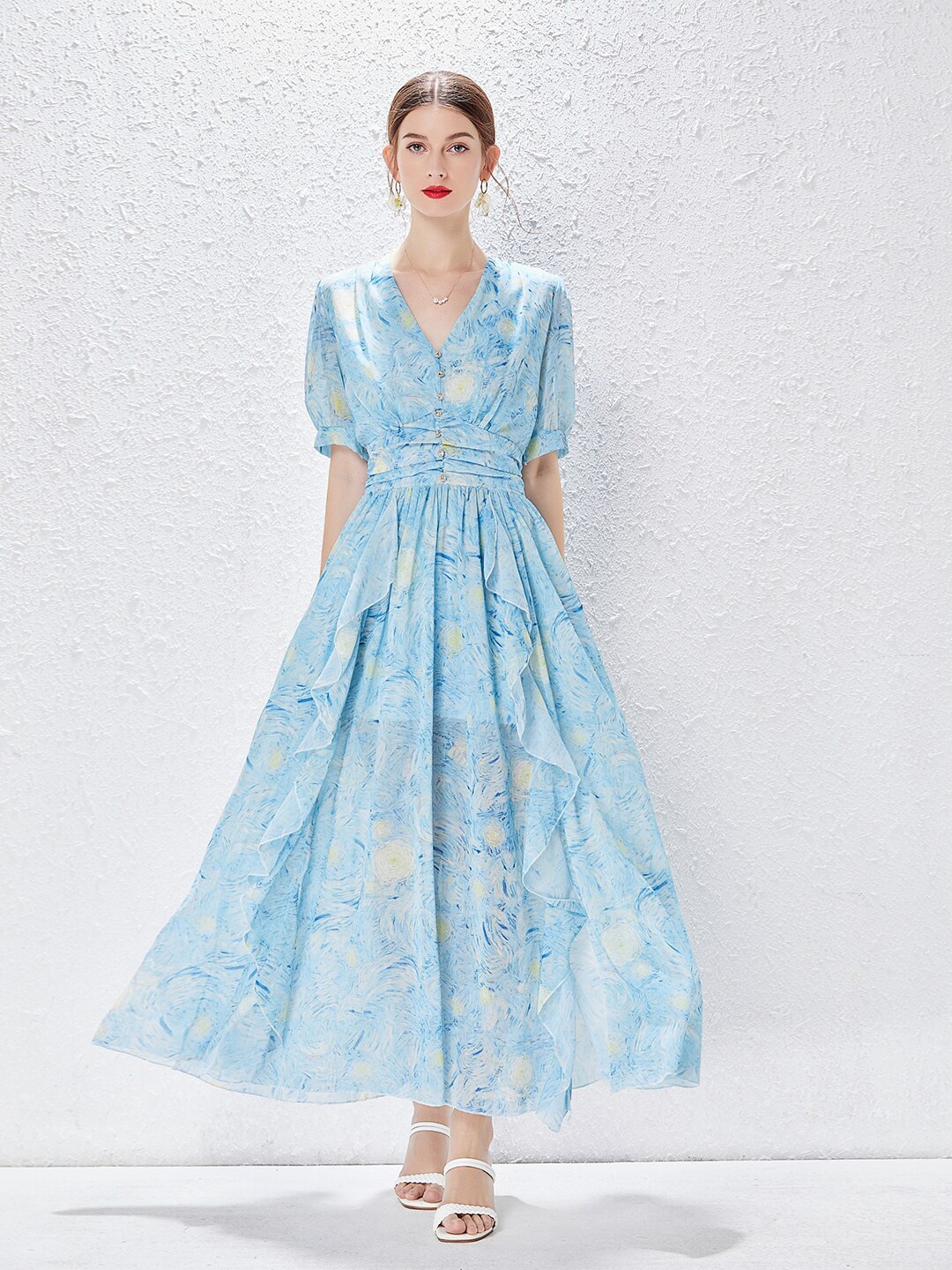 

JC Collection Blue Floral Maxi Dress