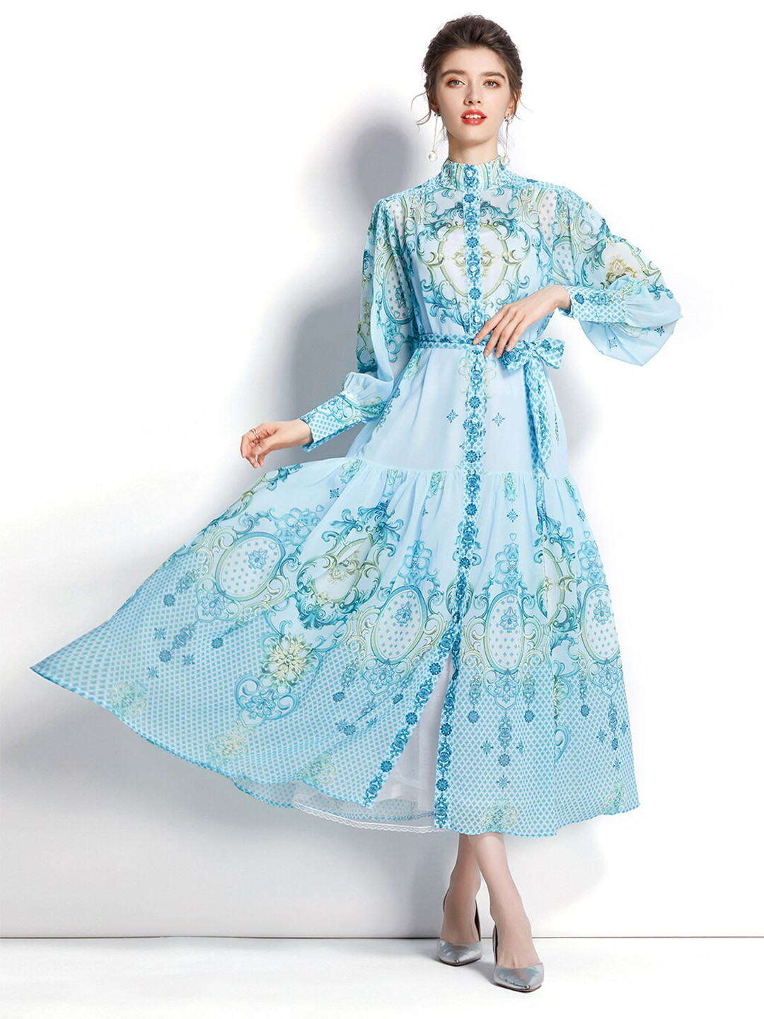 

JC Collection Blue Floral Maxi Dress