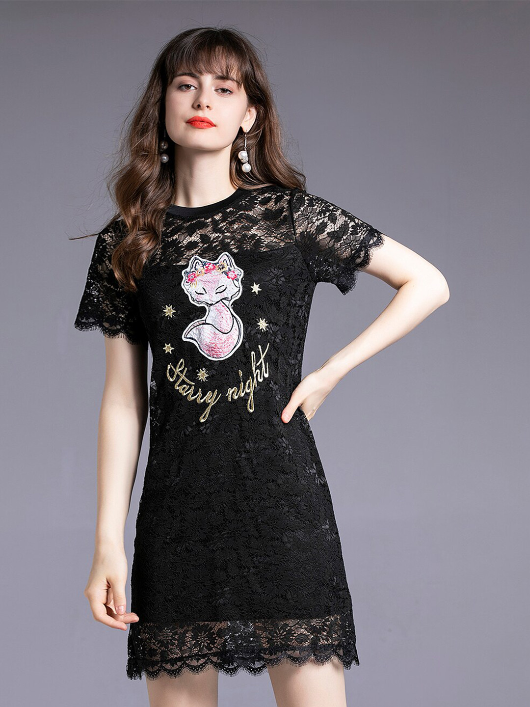 

JC Collection Black Floral Sheath Mini Dress