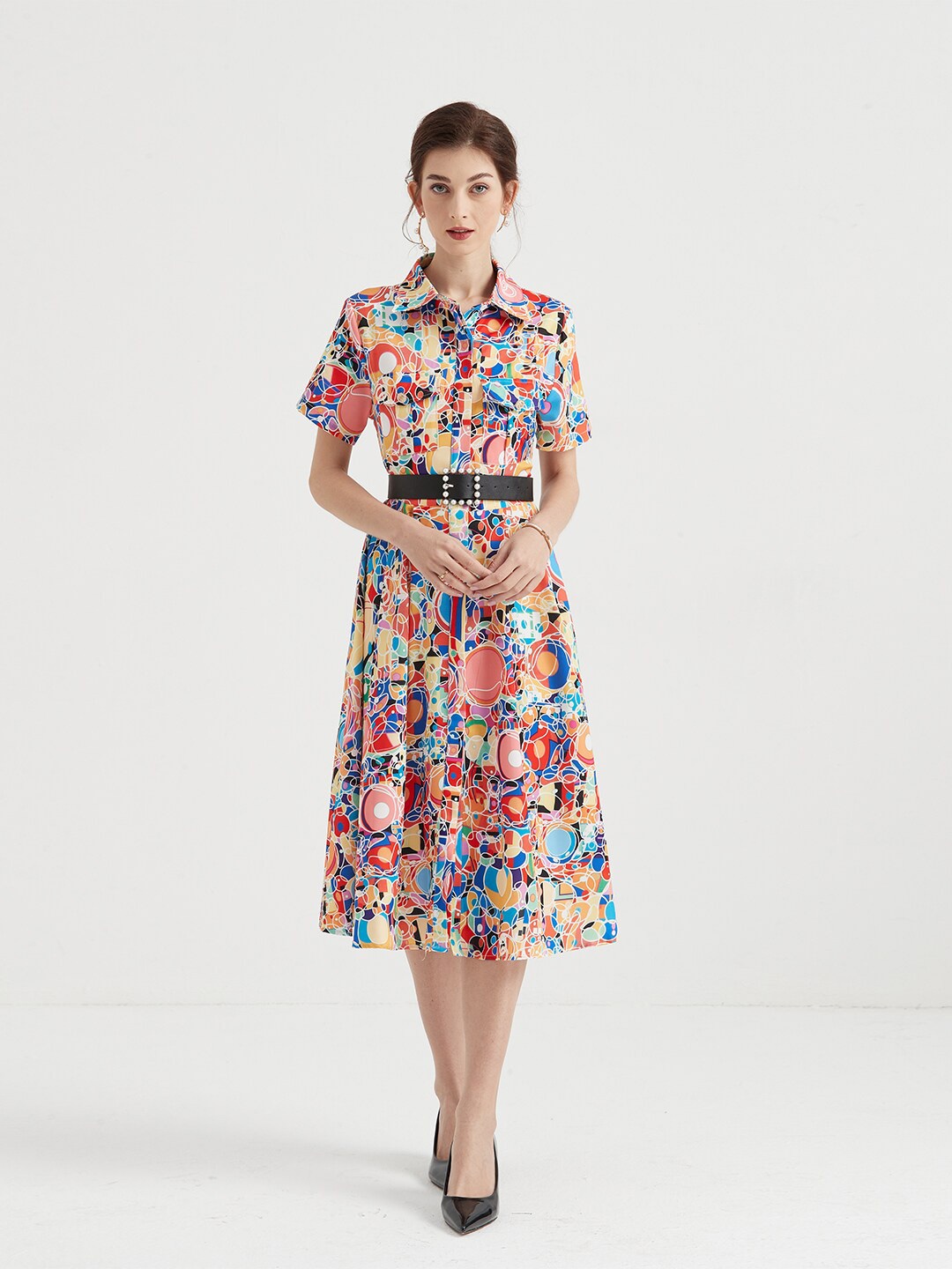 

JC Collection Red Floral Shirt Midi Dress