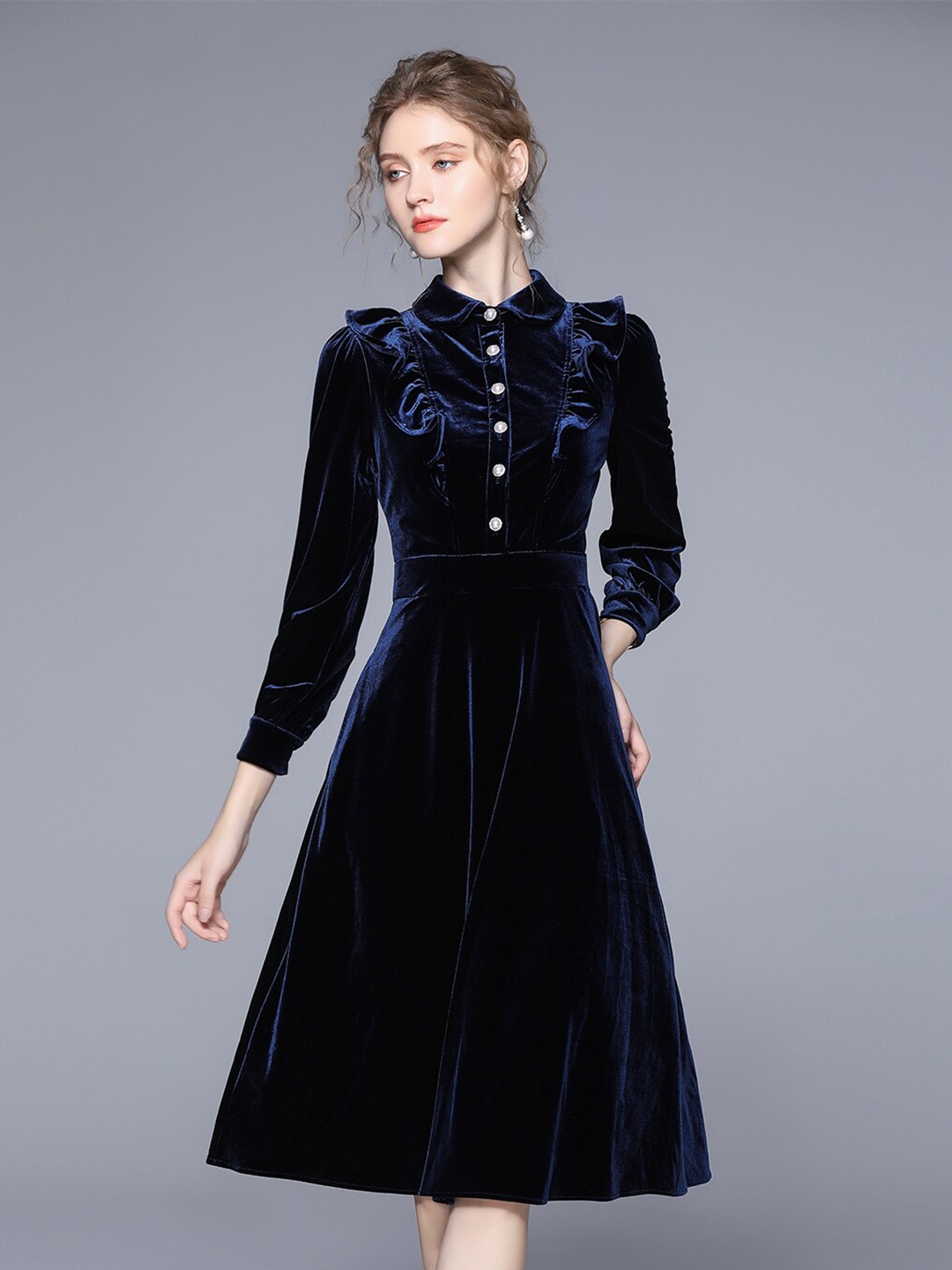 

JC Collection Blue Shirt Midi Dress