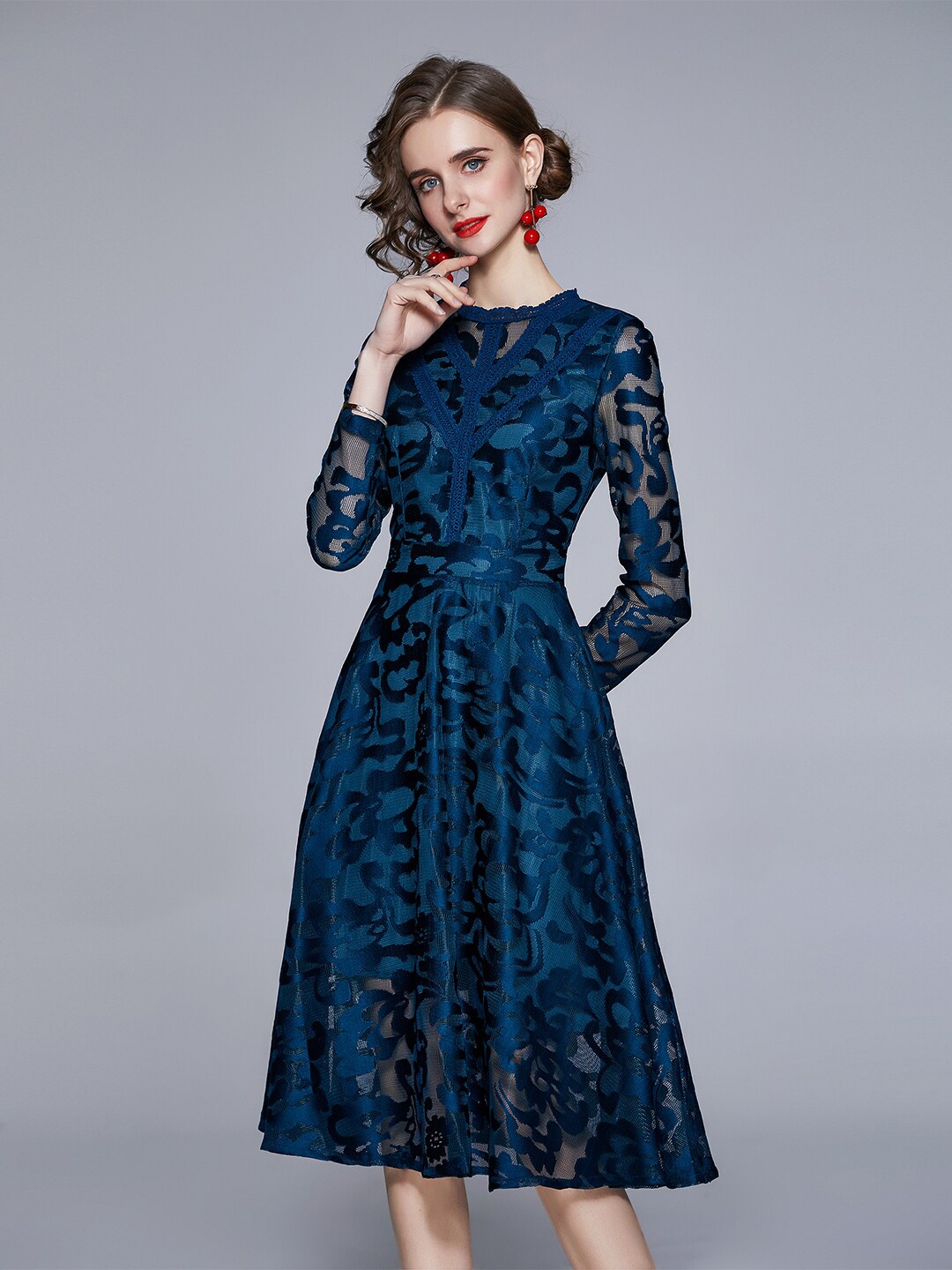 

JC Collection Blue Floral Midi Dress