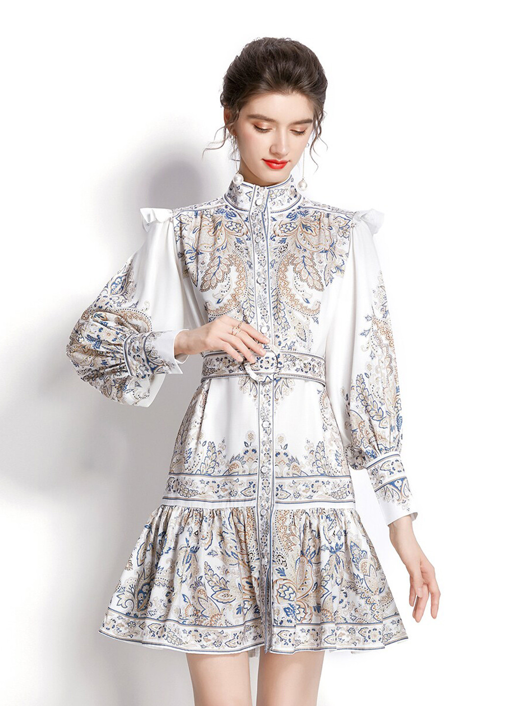 

JC Collection White Floral Drop-Waist Dress
