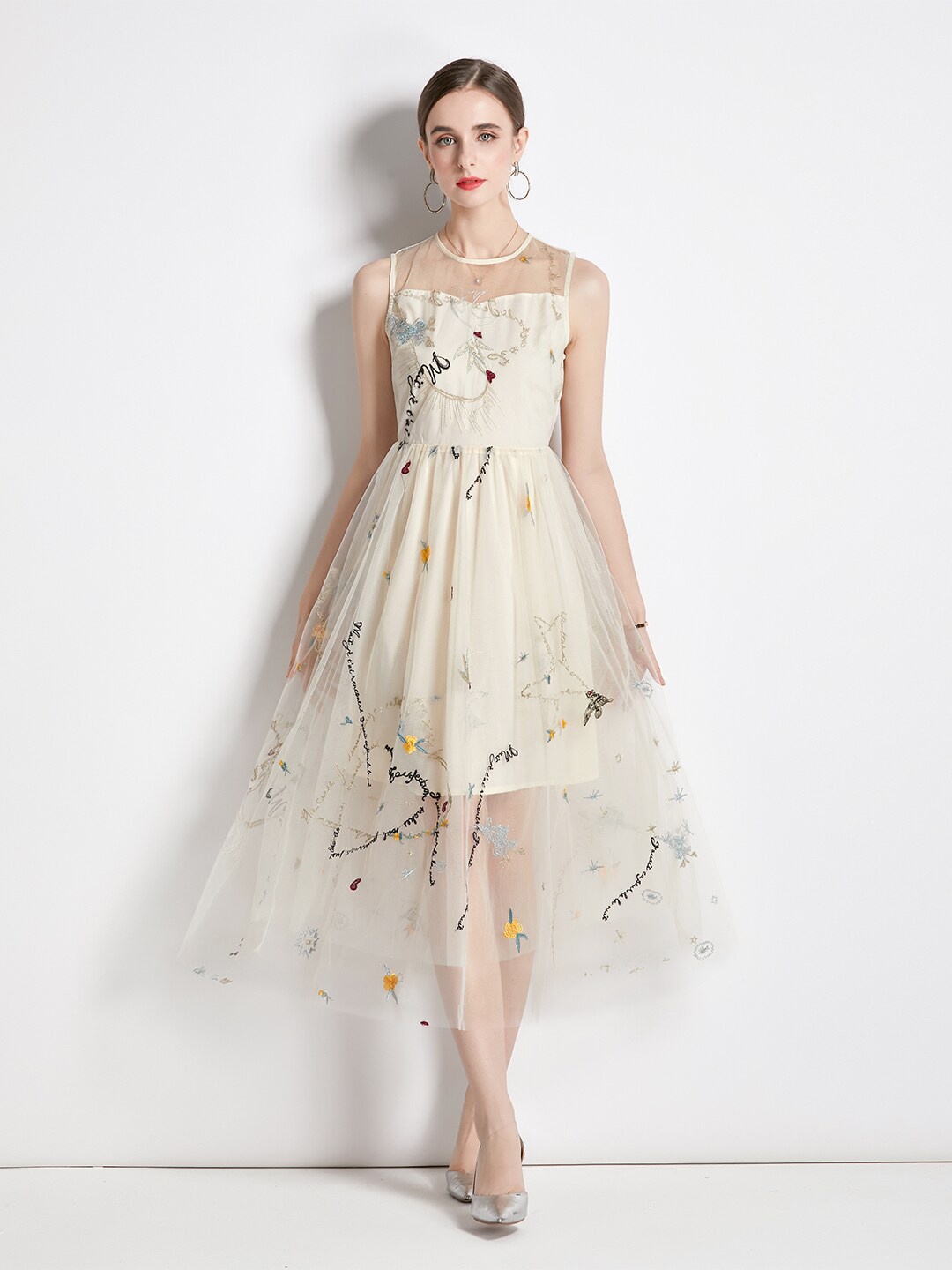 

JC Collection Beige Floral Midi Dress