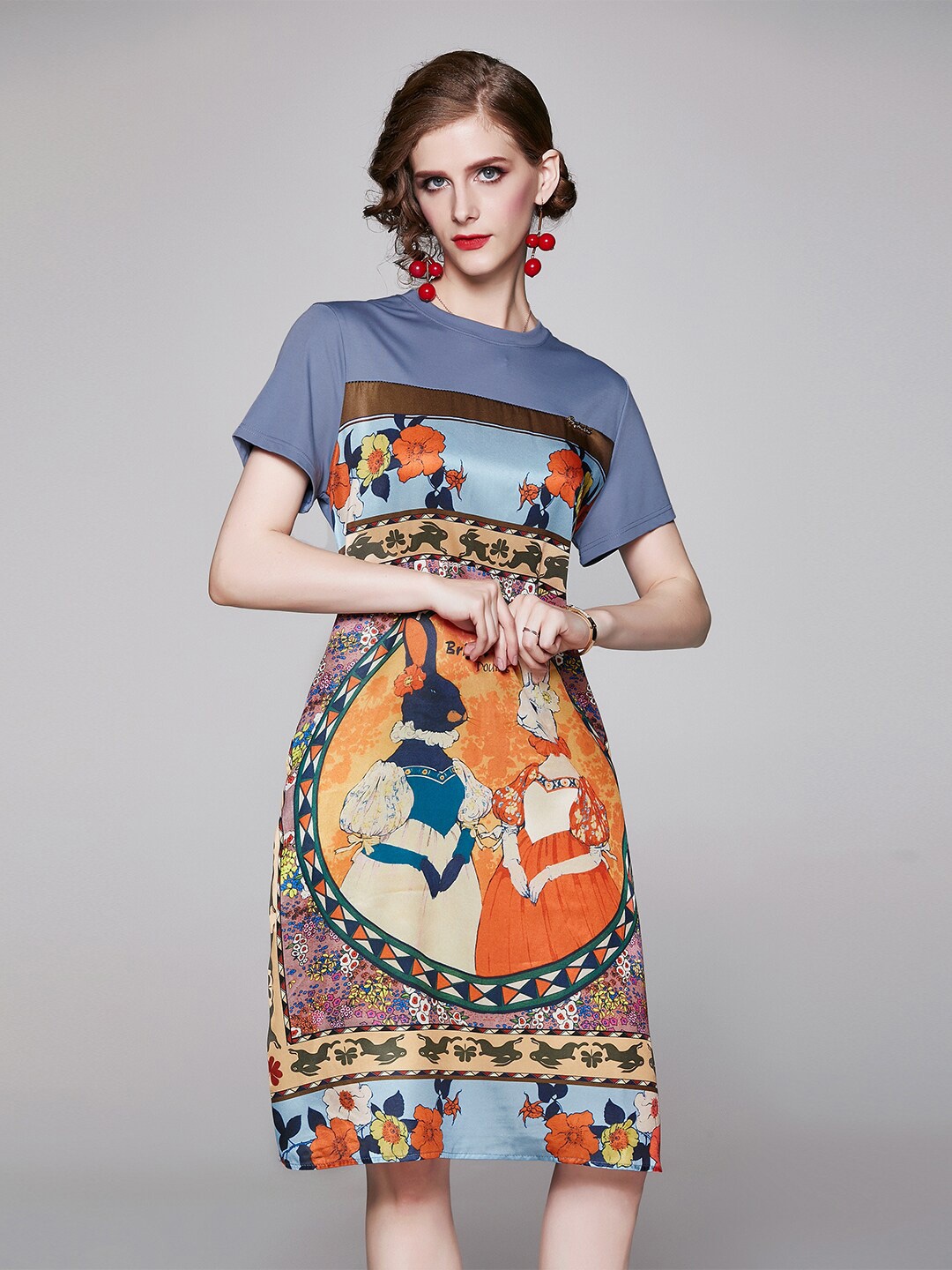 

JC Collection Blue Floral Sheath Dress