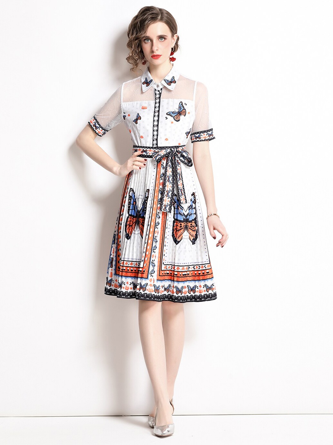 

JC Collection White Ethnic Motifs A-Line Dress