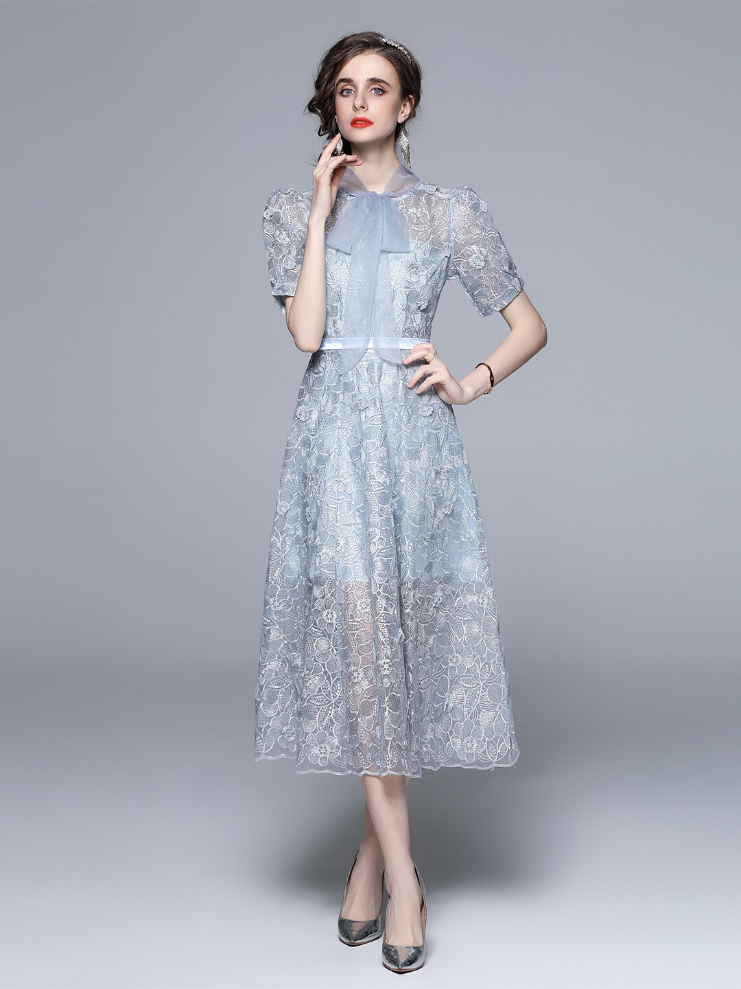 

JC Collection Blue Floral Midi Dress