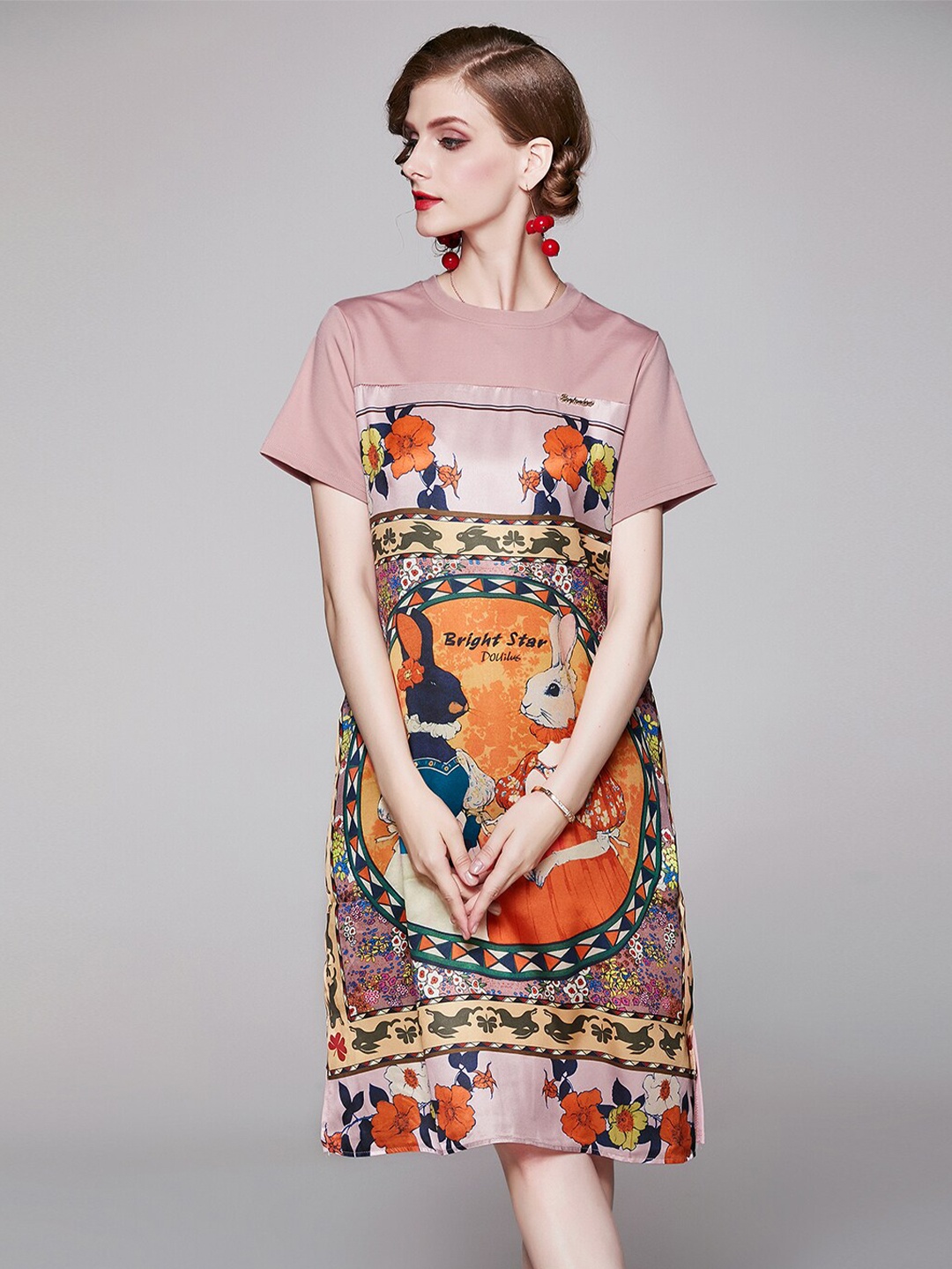 

JC Collection Pink Floral A-Line Dress