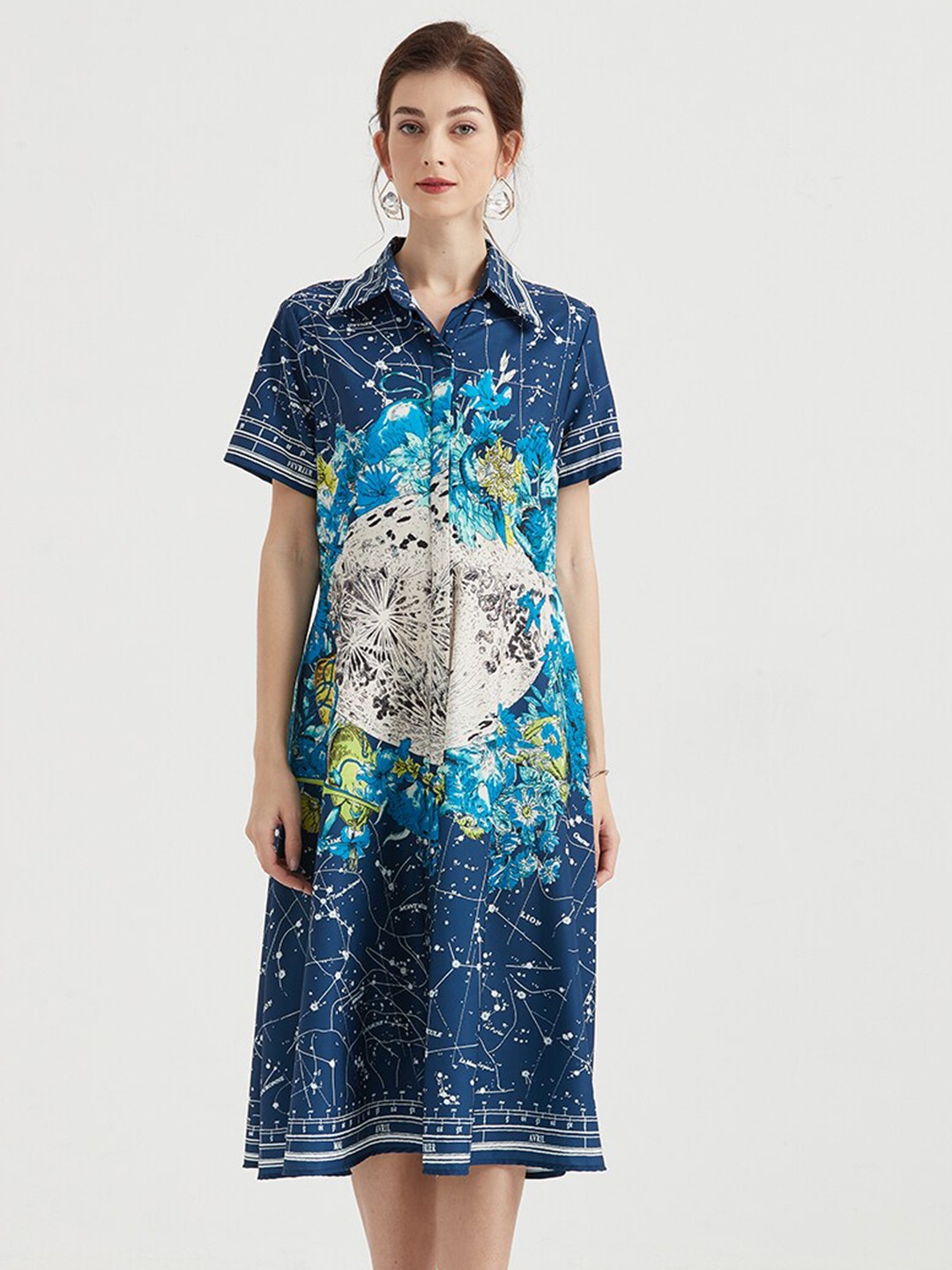 

JC Collection Navy Blue Floral Shirt Dress