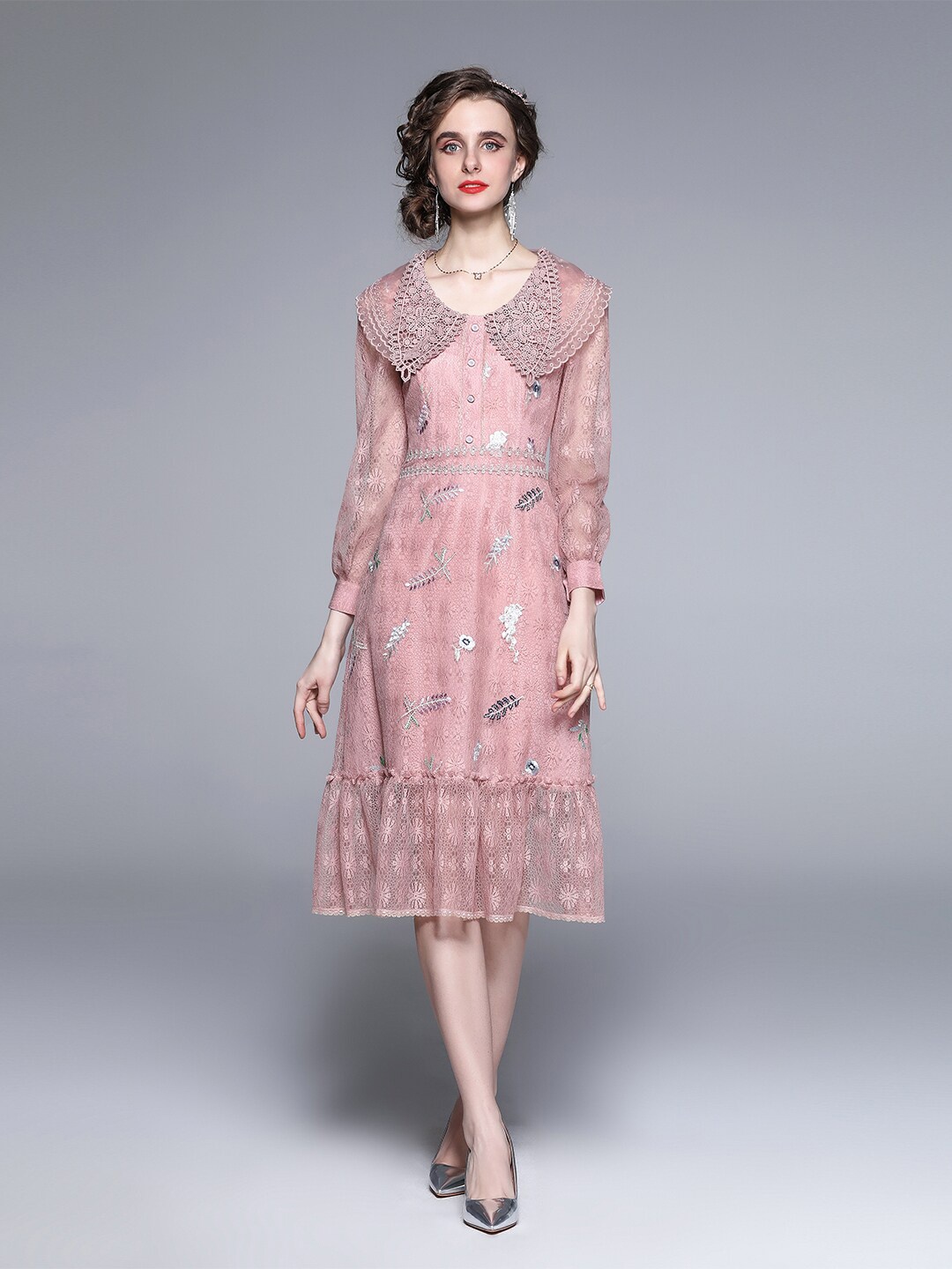 

JC Collection Pink Floral Midi Dress