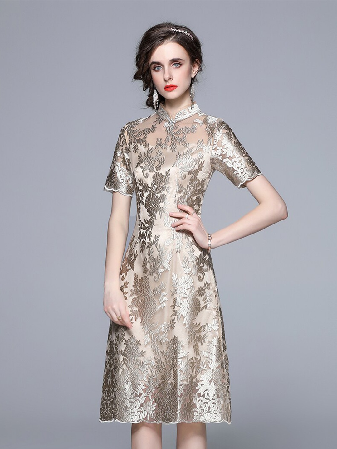 

JC Collection Grey Floral Dress