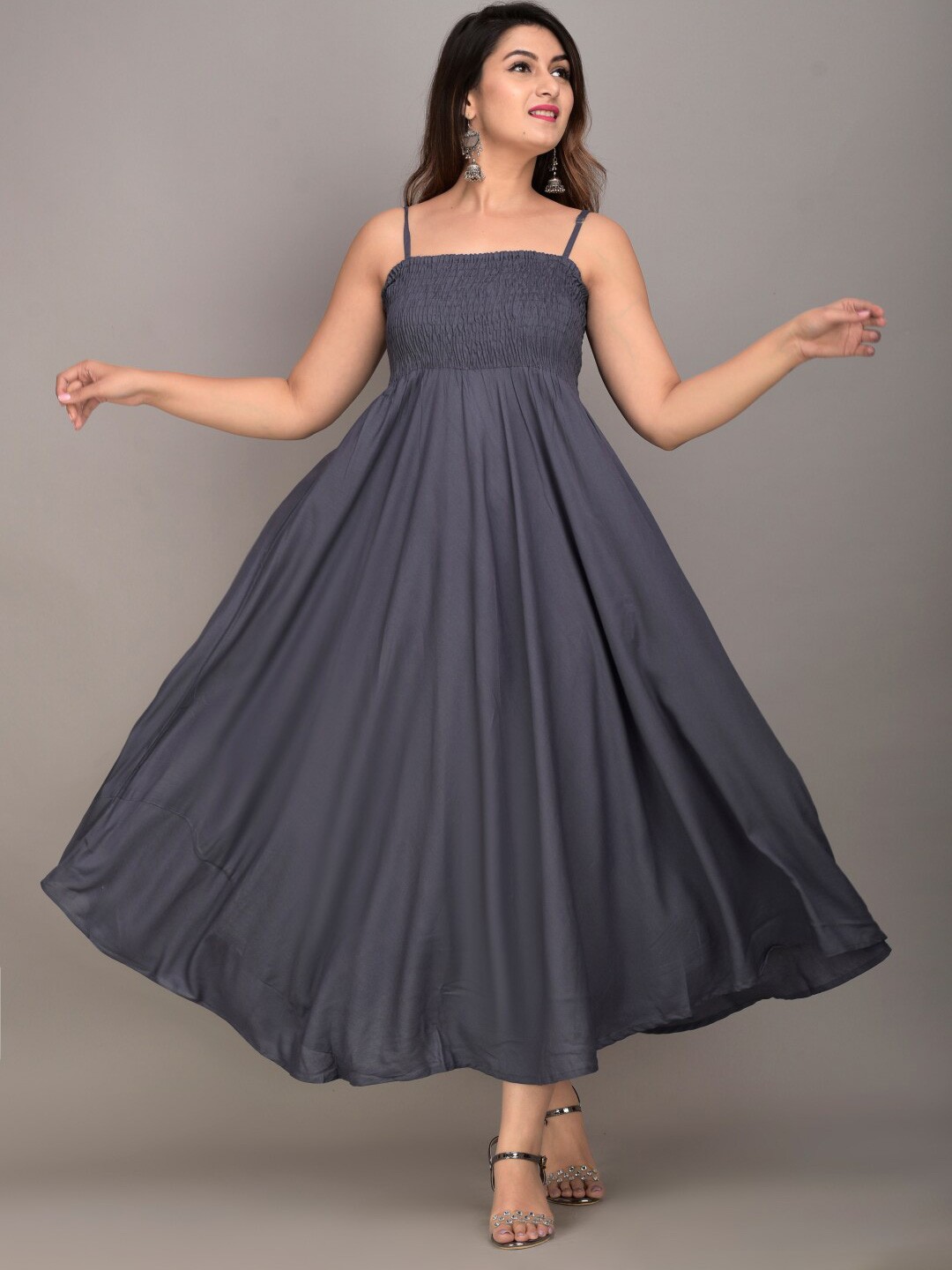 

IQRAAR Grey Maxi Dress