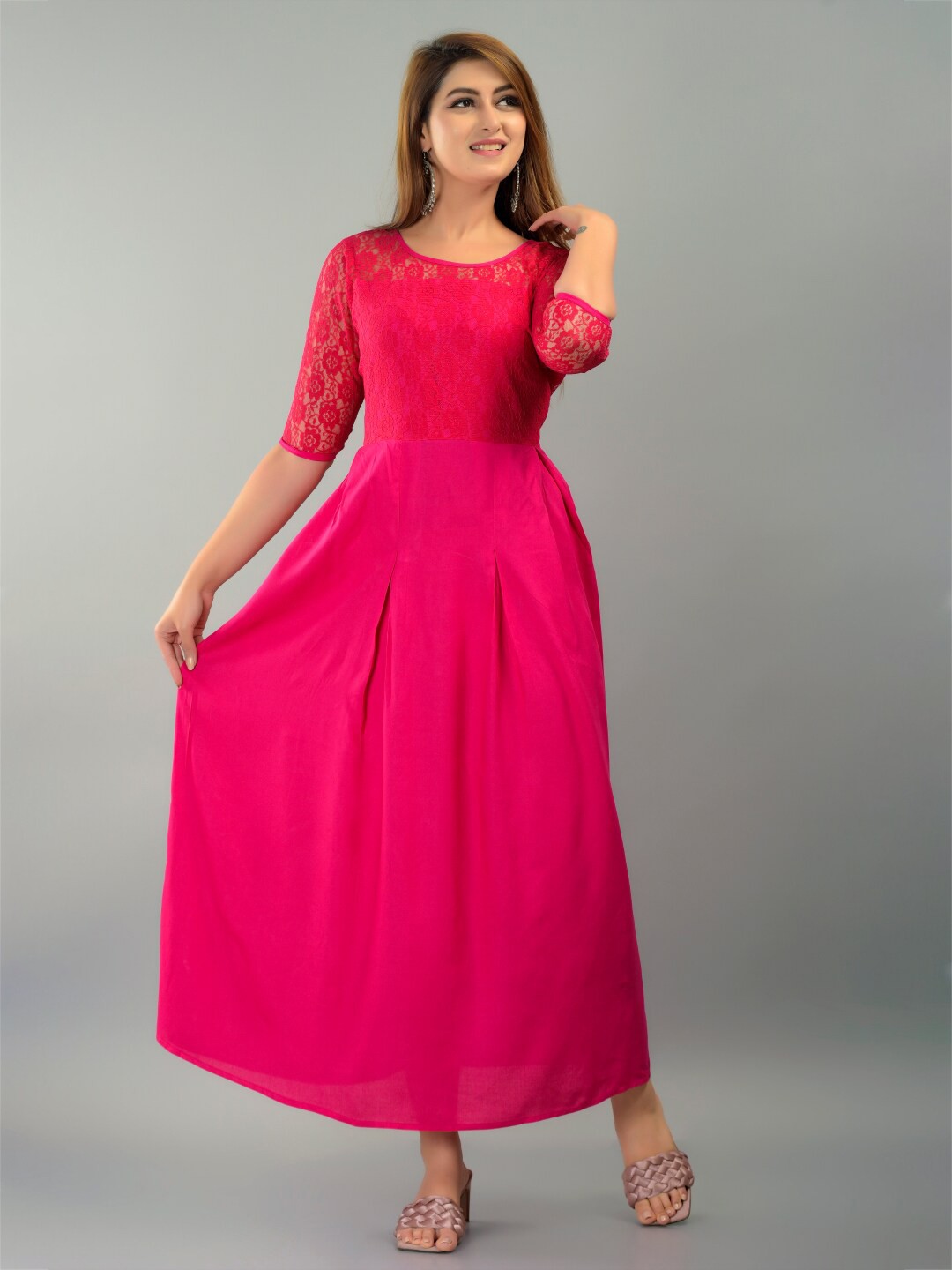 

IQRAAR Pink Maxi Dress