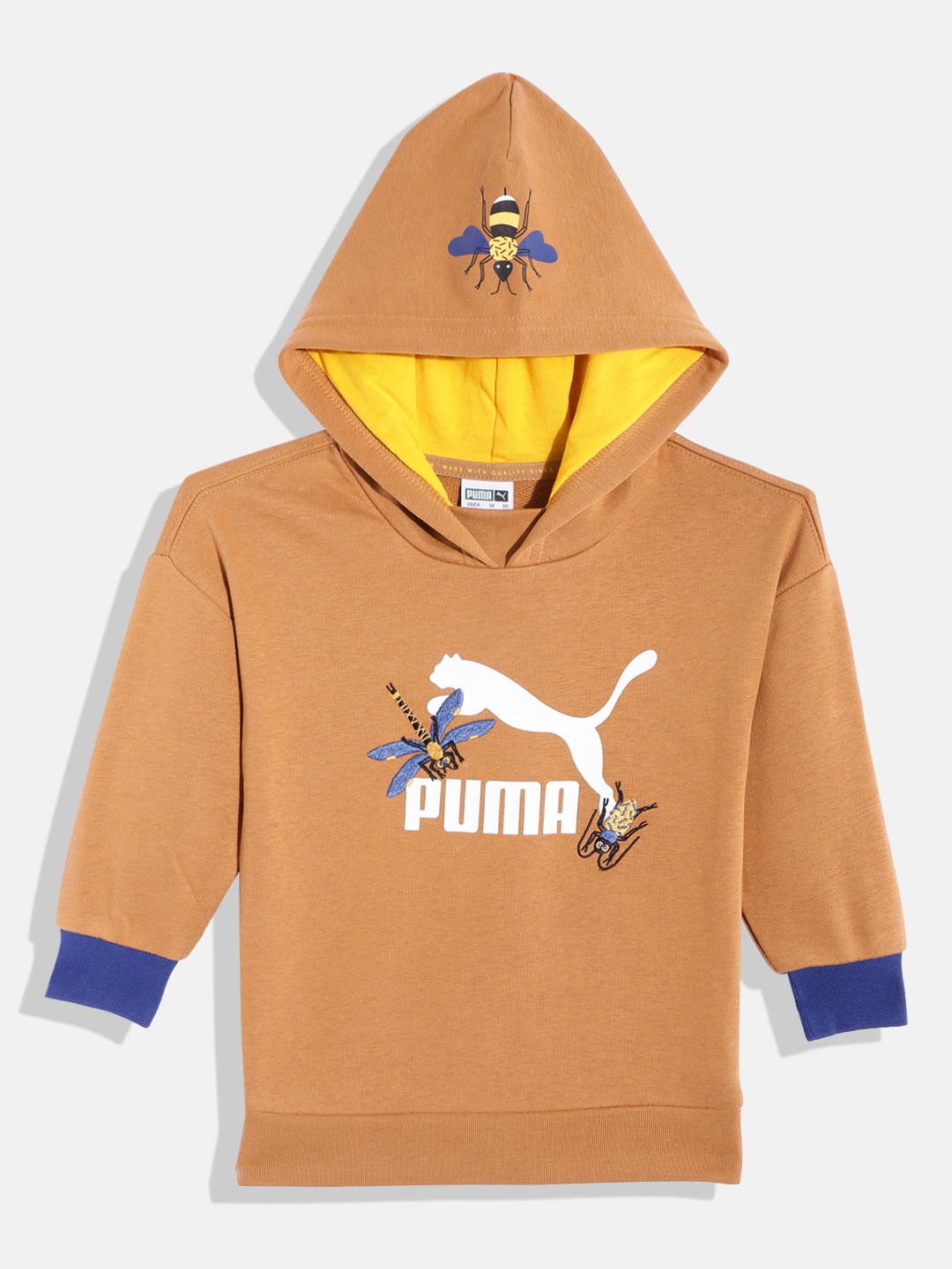 

Puma Kids Regular Fit Brand Logo Print Hooded Sweatshirt, Camel brown