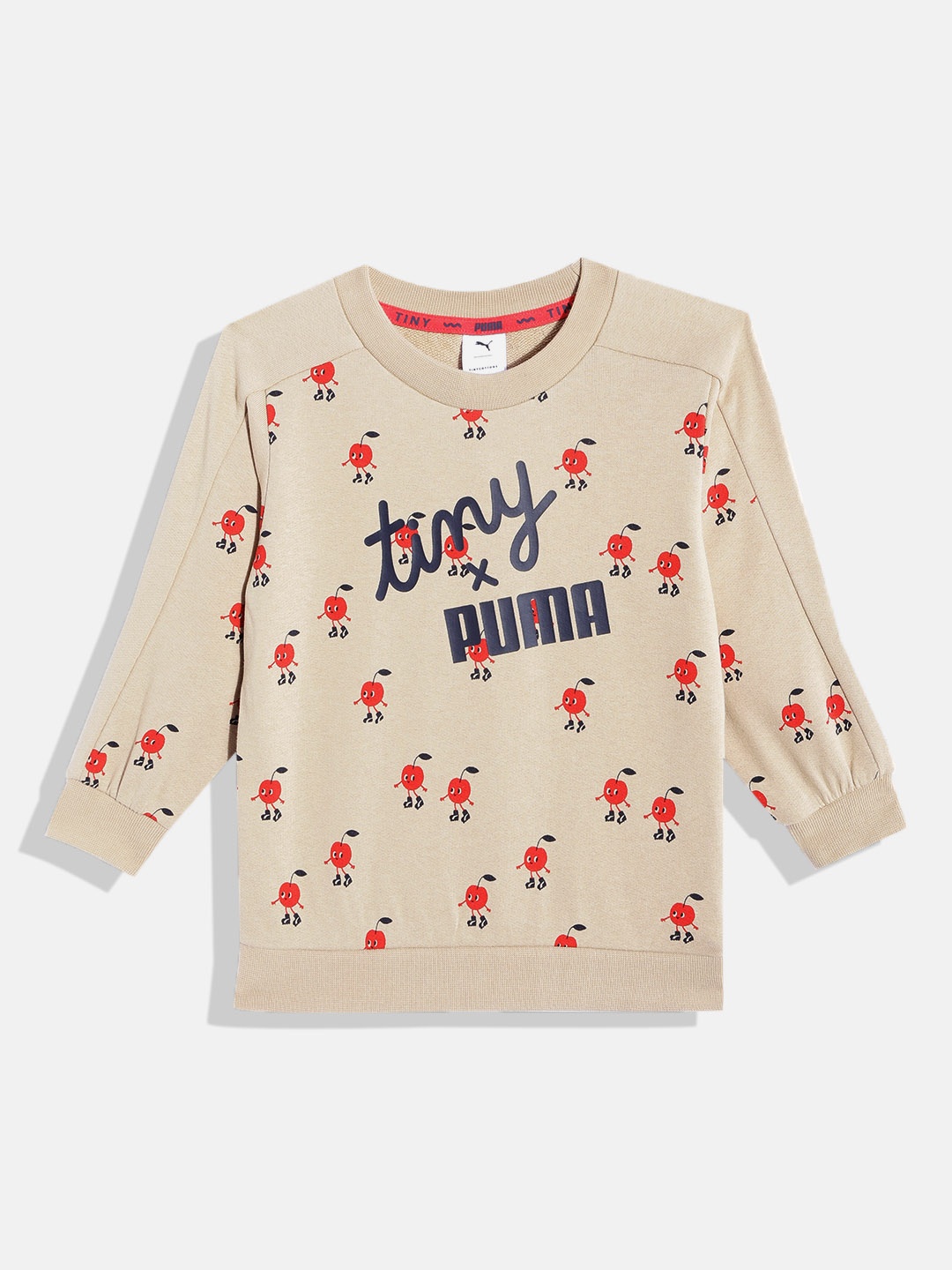 

Puma Kids Pure Cotton Converstional Print Tiny AOP Relaxed Fit Sweatshirt, Beige