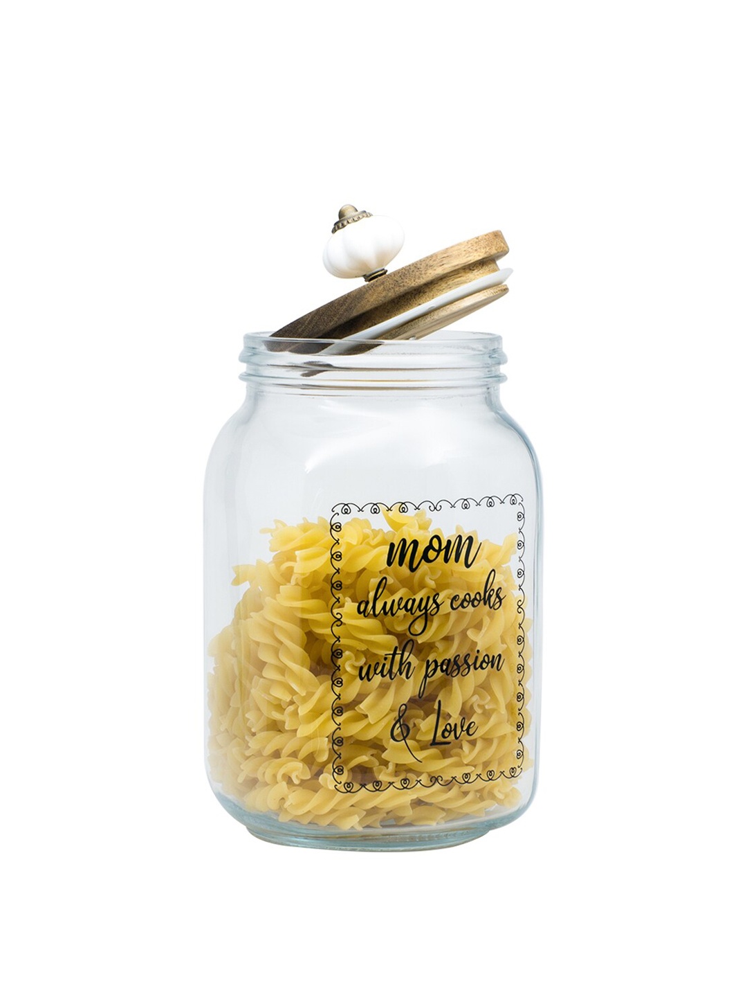 

MARKET99 Transparent Solid Glass Jar With Wooden Lid -1500 ml