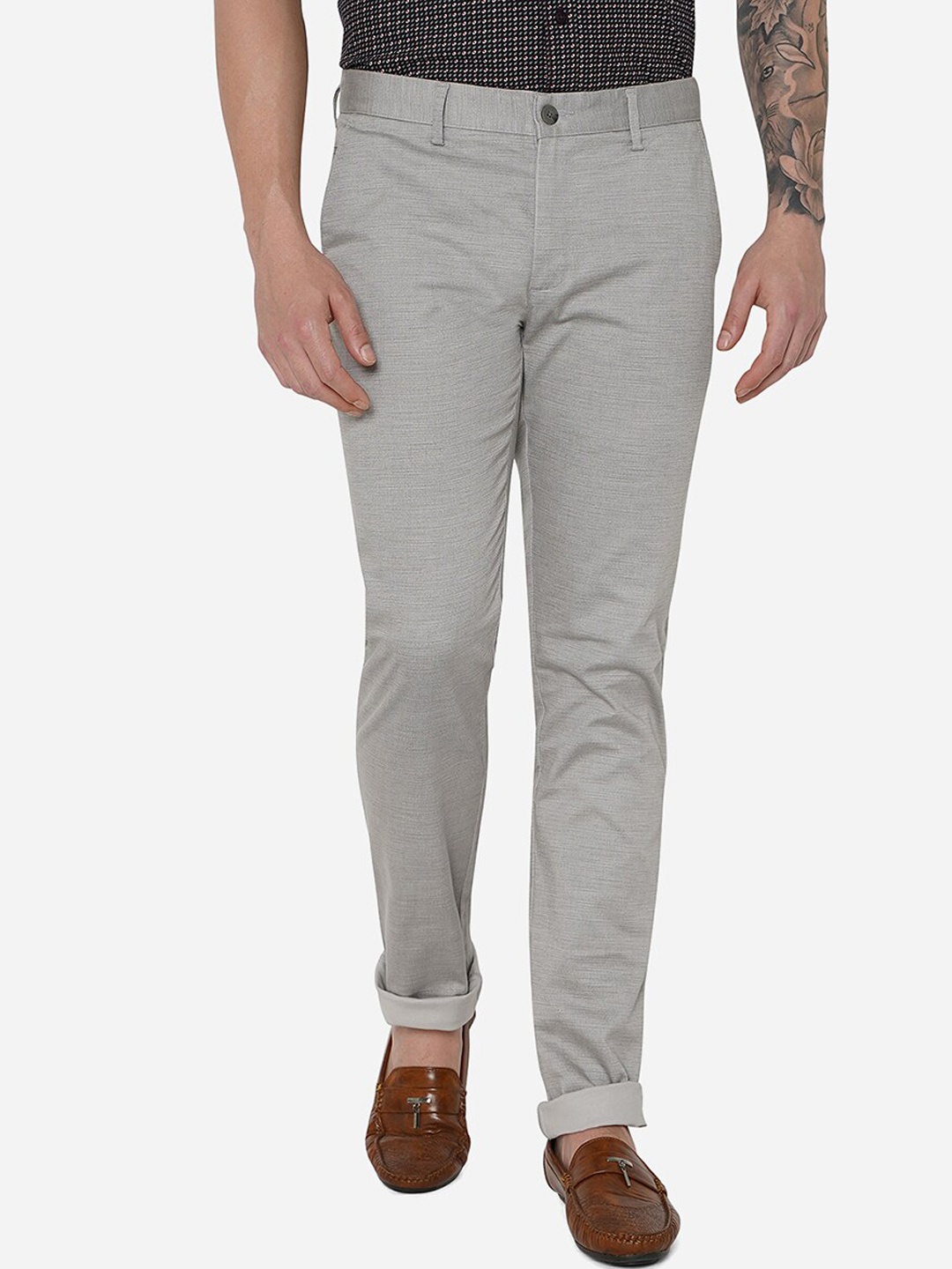 

Greenfibre Men Grey Slim Fit Chinos Trousers