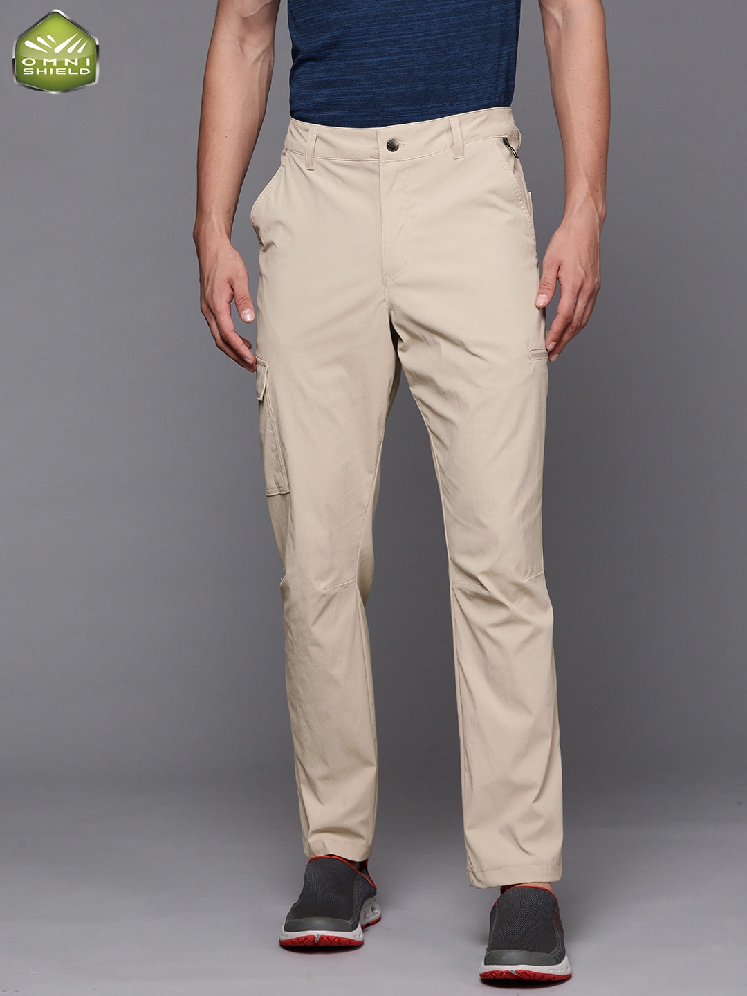 

Columbia Men Solid Slim Fit Cargos Trousers, Beige