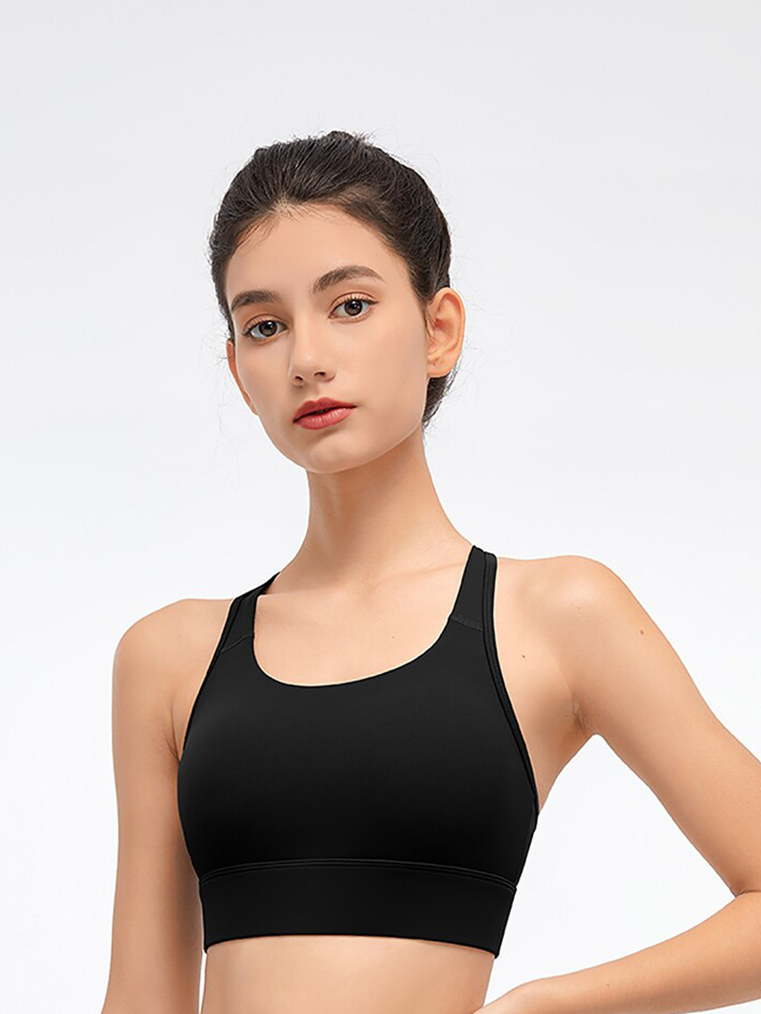 

JC Collection Solid Lightly Padded Sports Bra, Black
