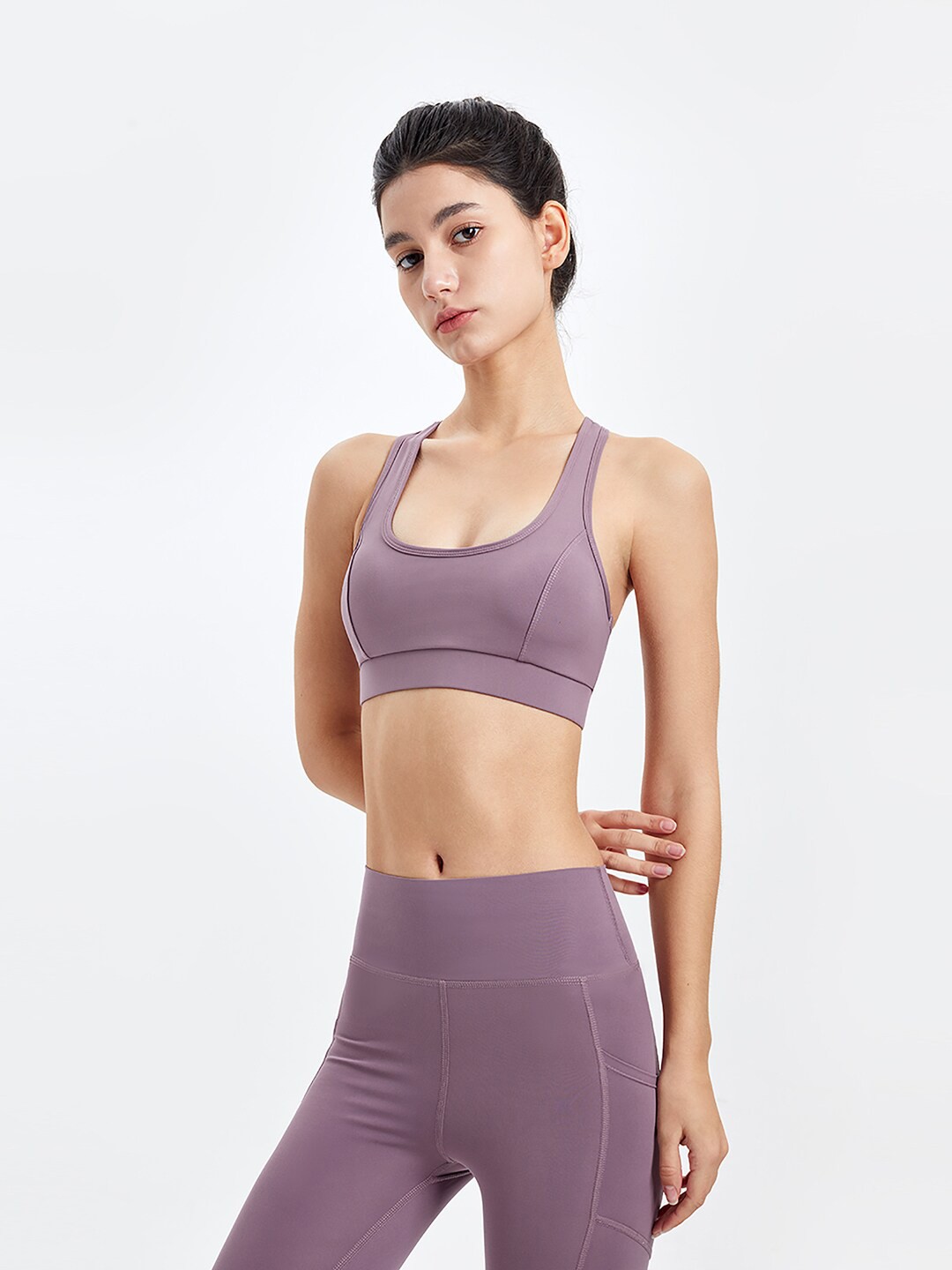 

JC Collection Solid Sporty Lightly Padded Bra, Purple