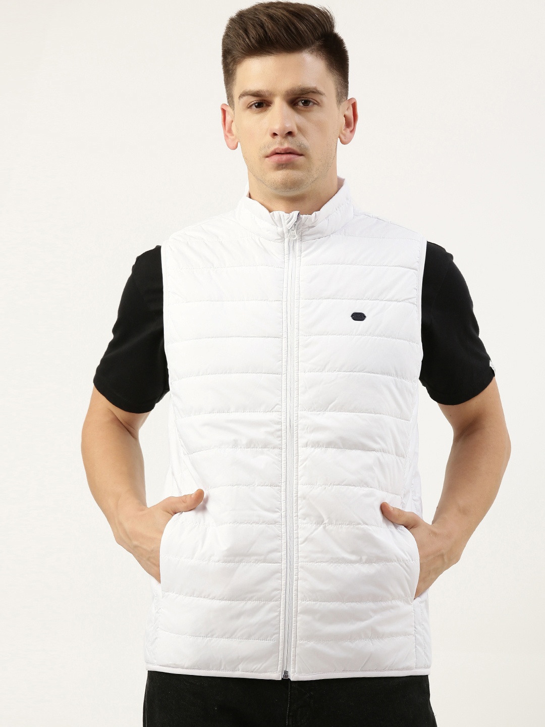 

Peter England Men White Solid Padded Jacket