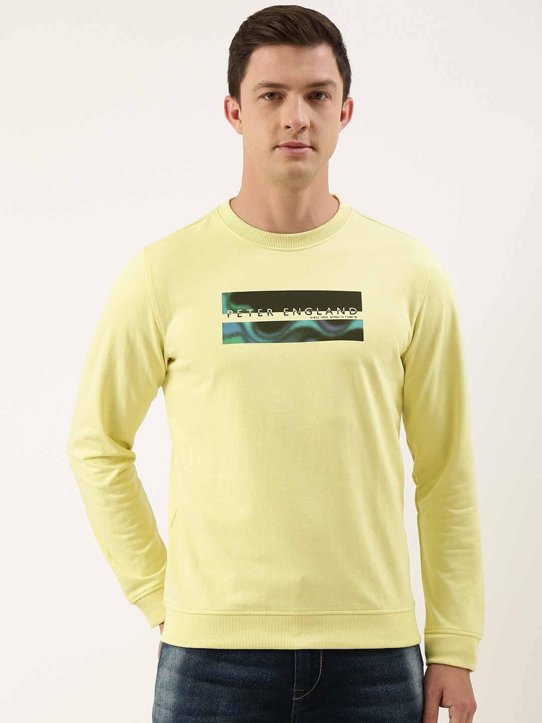 

Peter England Men Brand Logo Printed Sweatshirt, Yellow