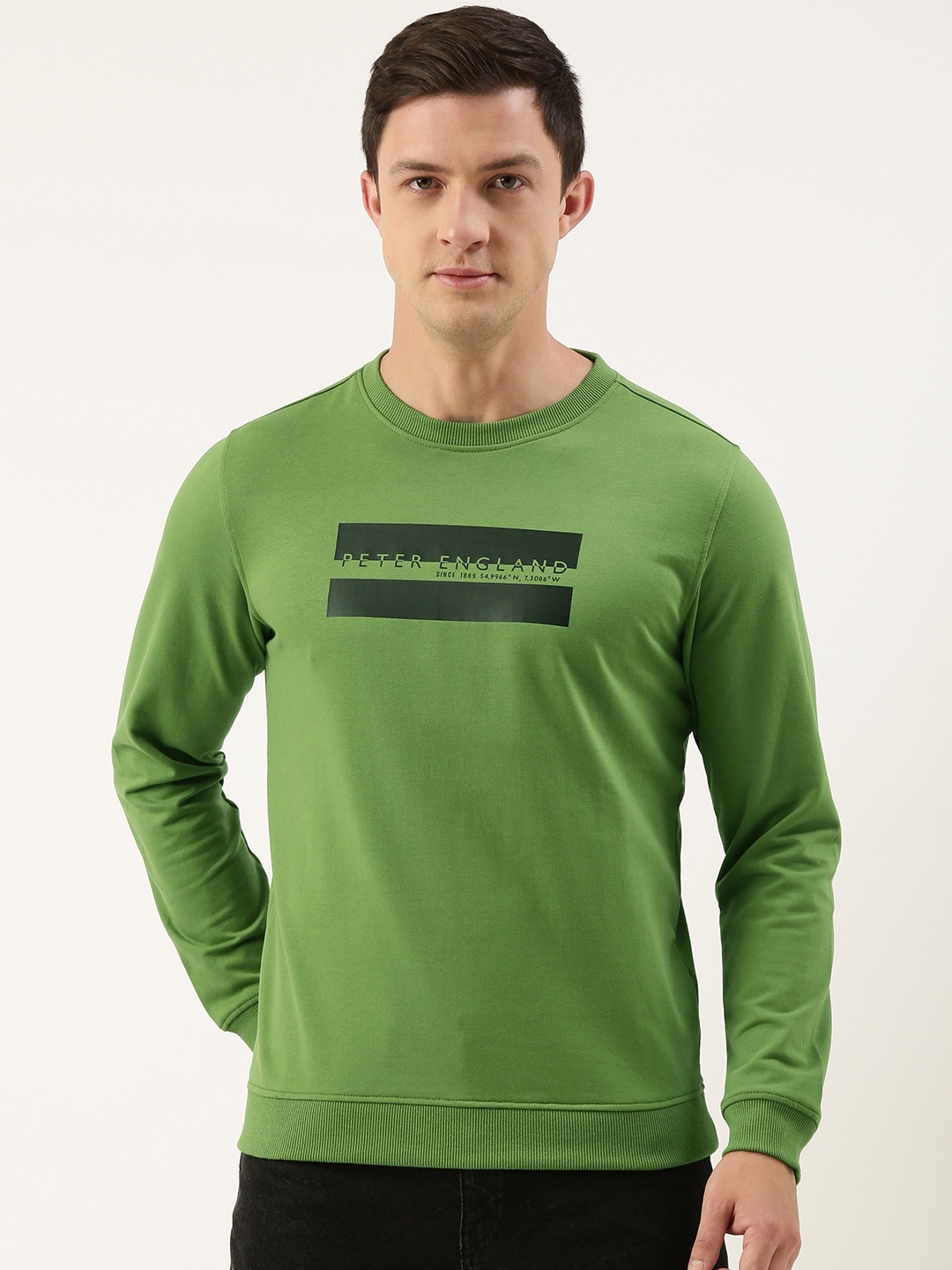 

Peter England Men Brand Logo Printed Sweatshirt, Green