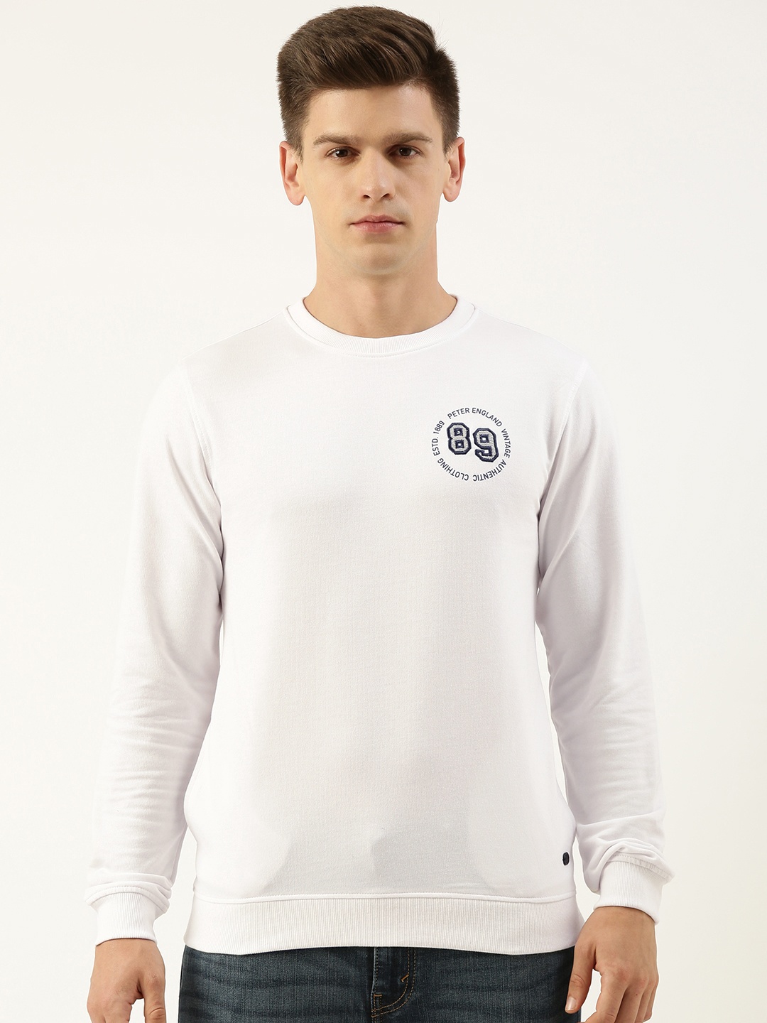

Peter England Men Typography Detail Solid Sweatshirt, White