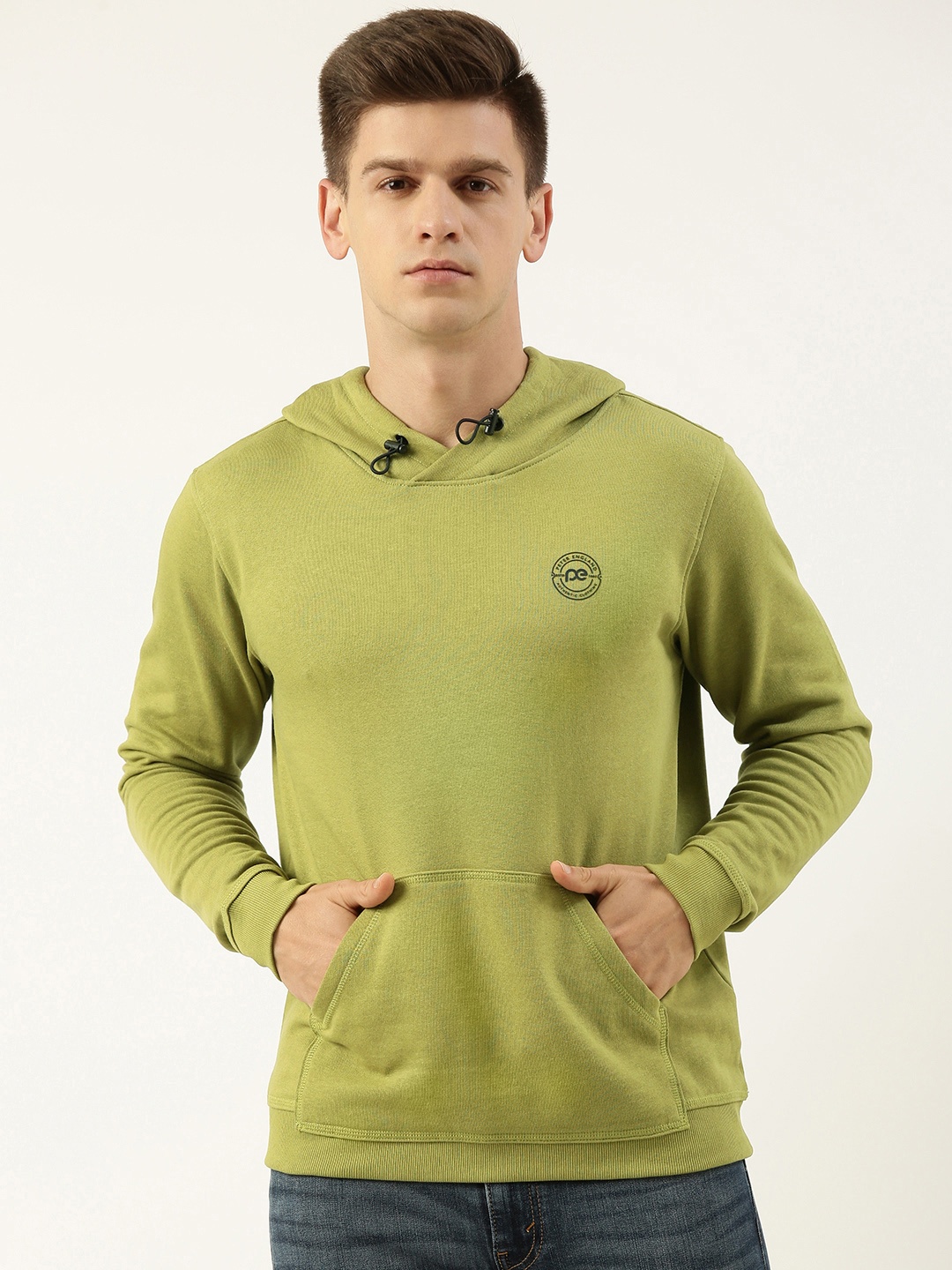 

Peter England Men Solid Hooded Sweatshirt, Olive