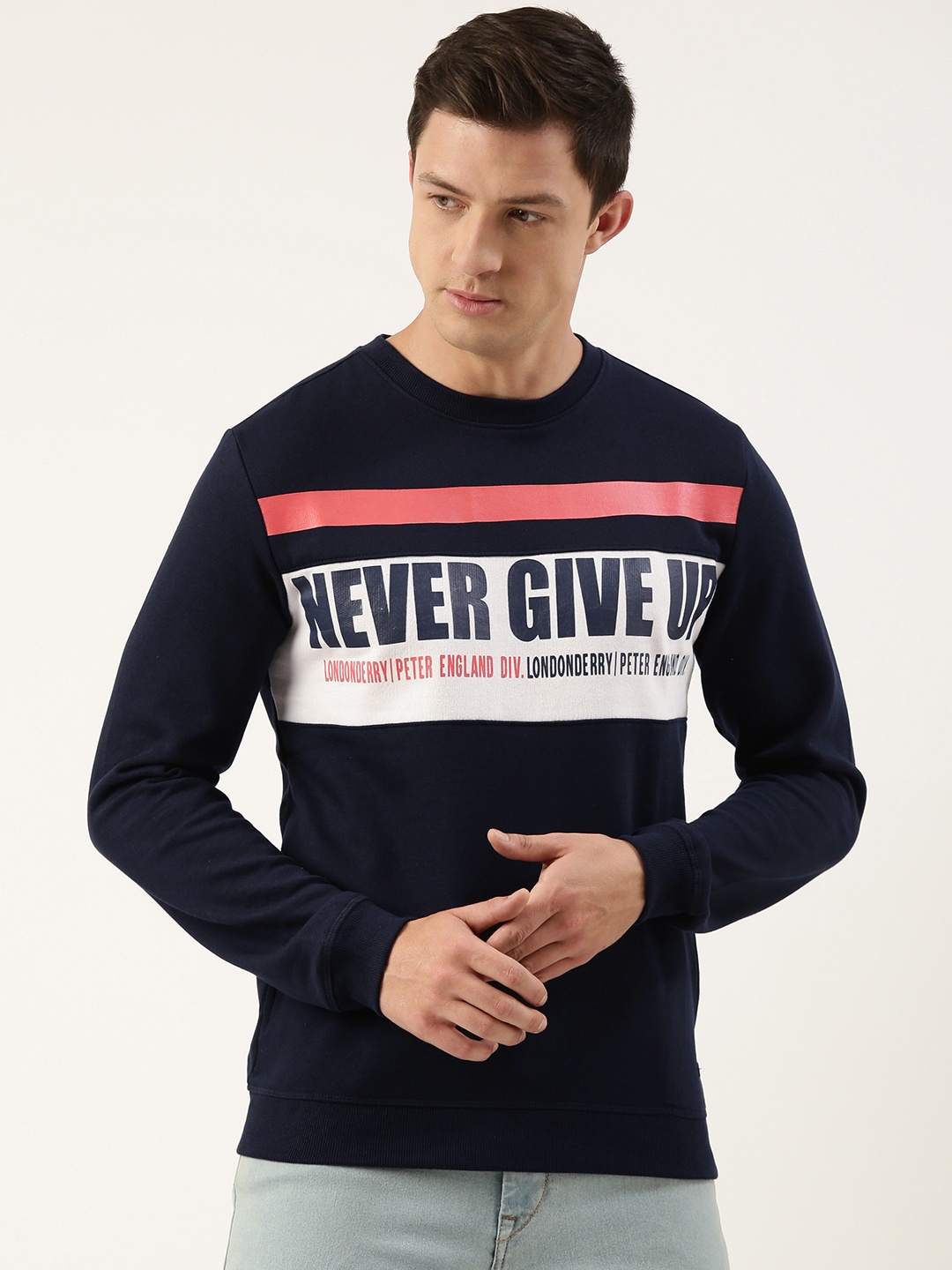 

Peter England Men Typography Printed Sweatshirt, Blue