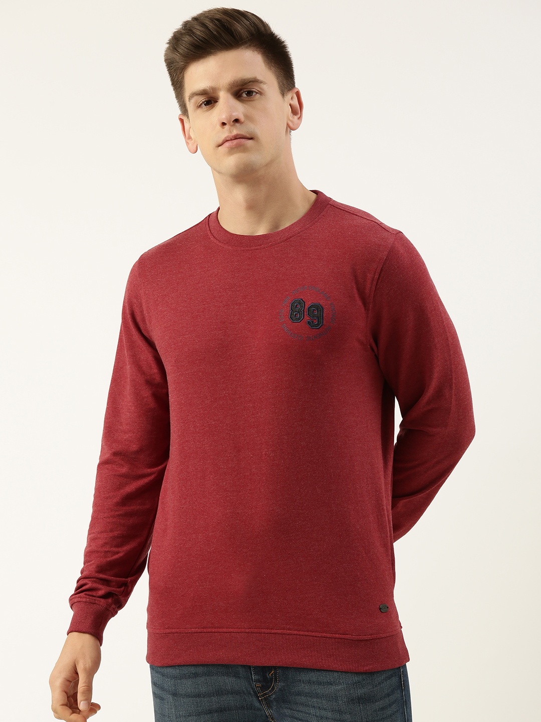 

Peter England Men Round Neck Solid Sweatshirt, Maroon