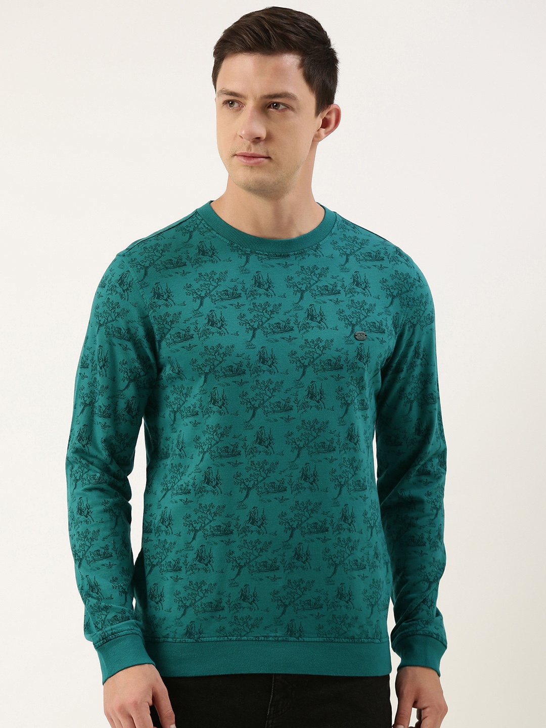 

Peter England Men Conversational Printed Pure Cotton Sweatshirt, Teal