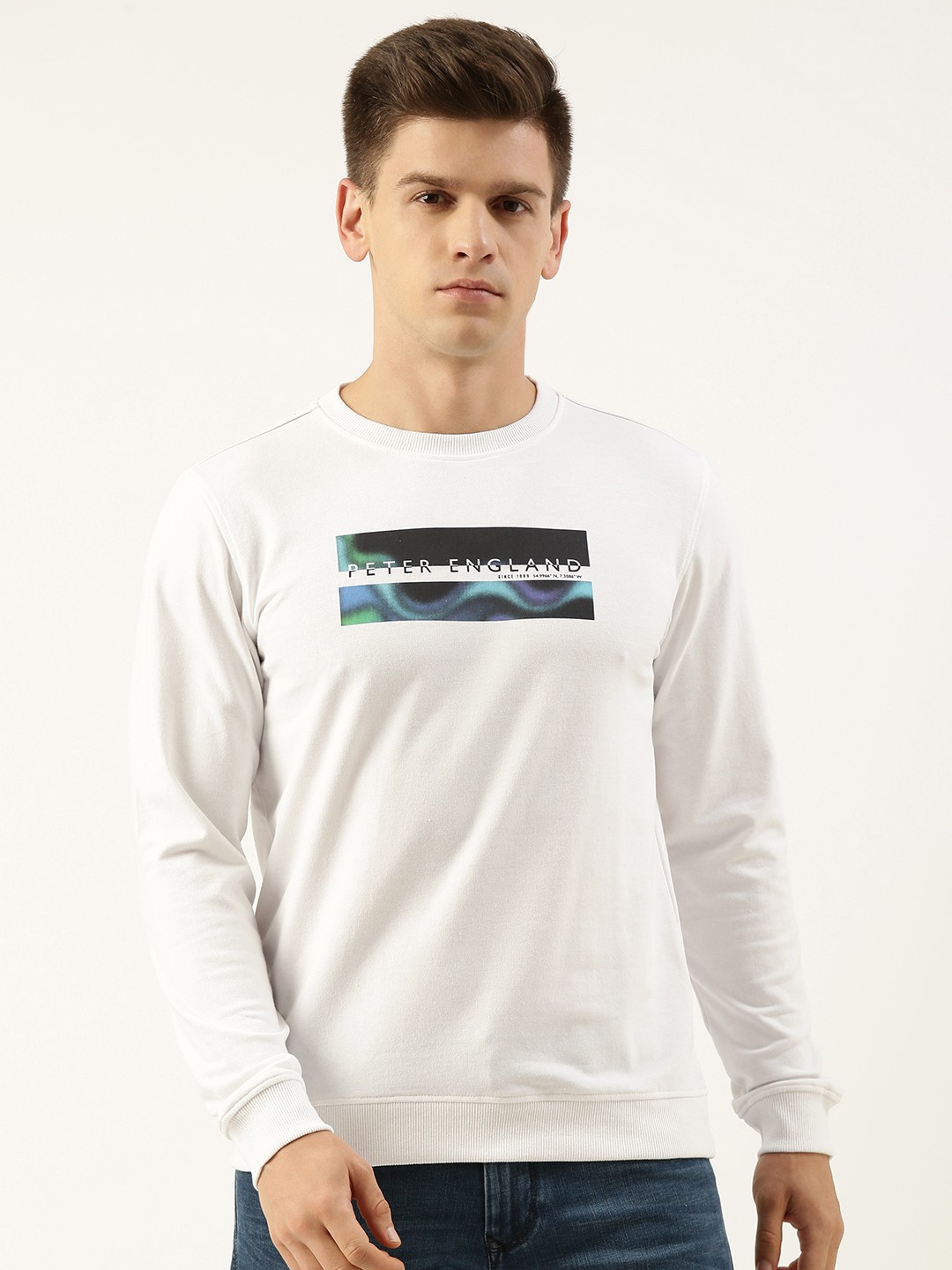 

Peter England Men Typography Printed Sweatshirt, White