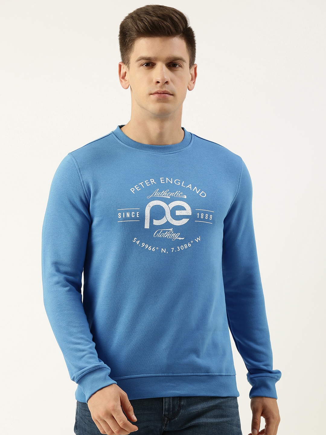 

Peter England Men Typography Printed Sweatshirt, Blue