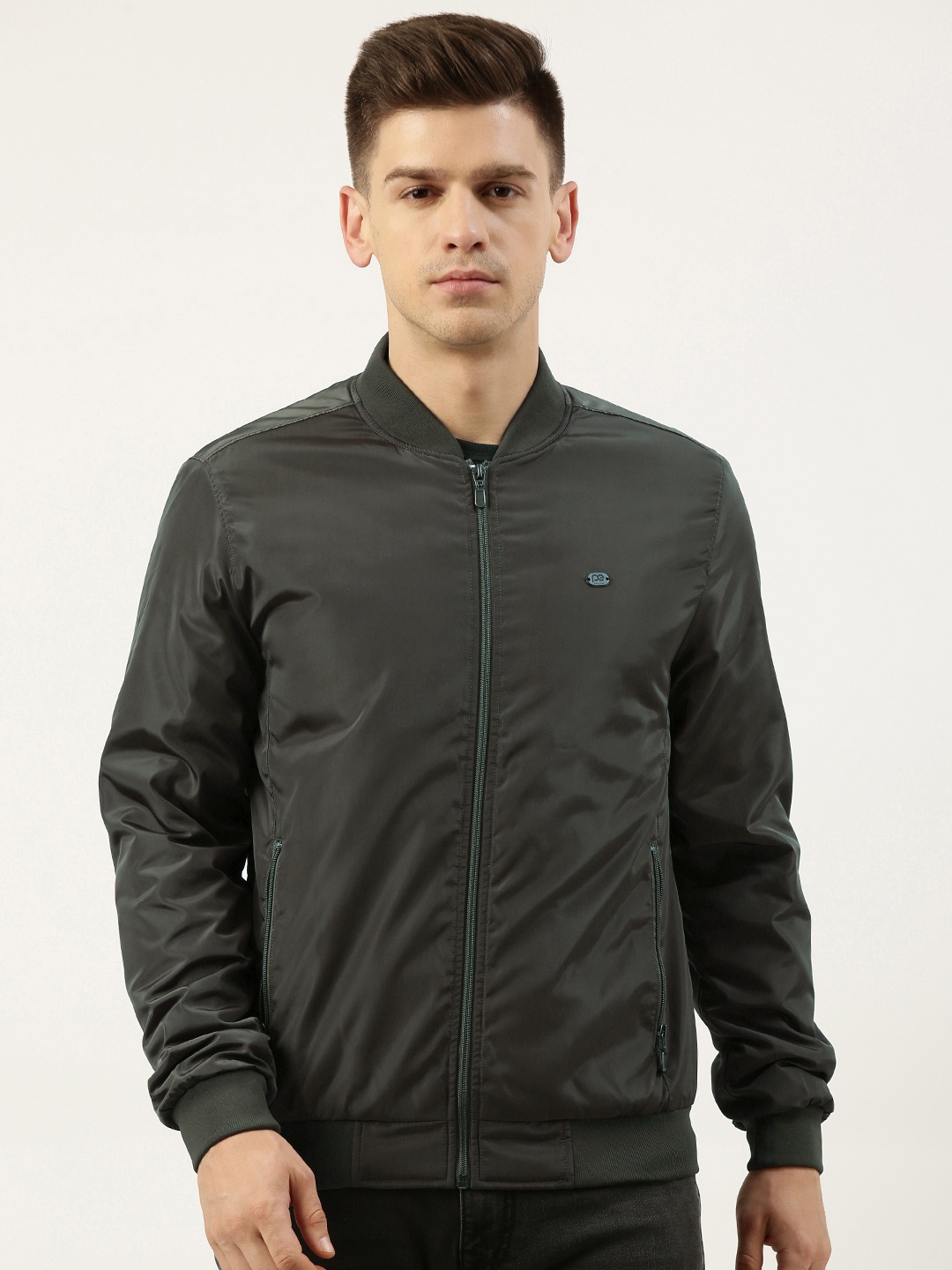 

Peter England Men Brown Solid Bomber Jacket